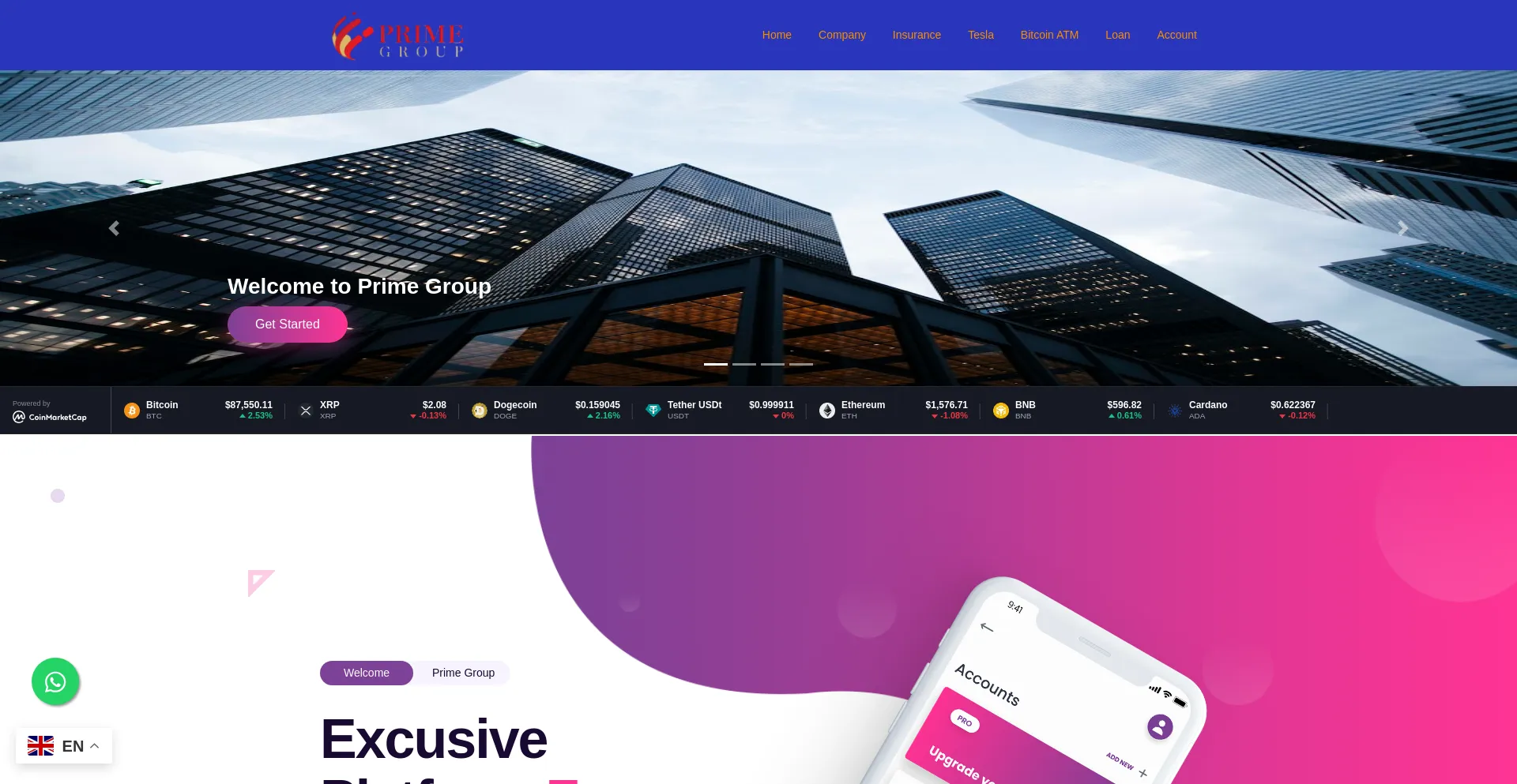 Website screenshot of Primes-group.com