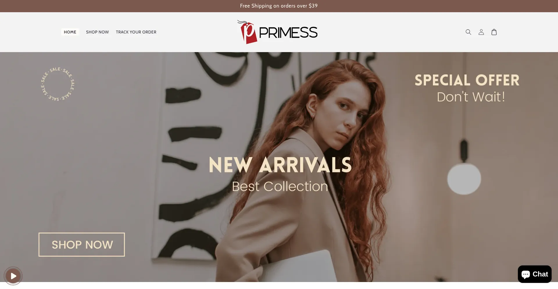 Website screenshot of Primesstores.com