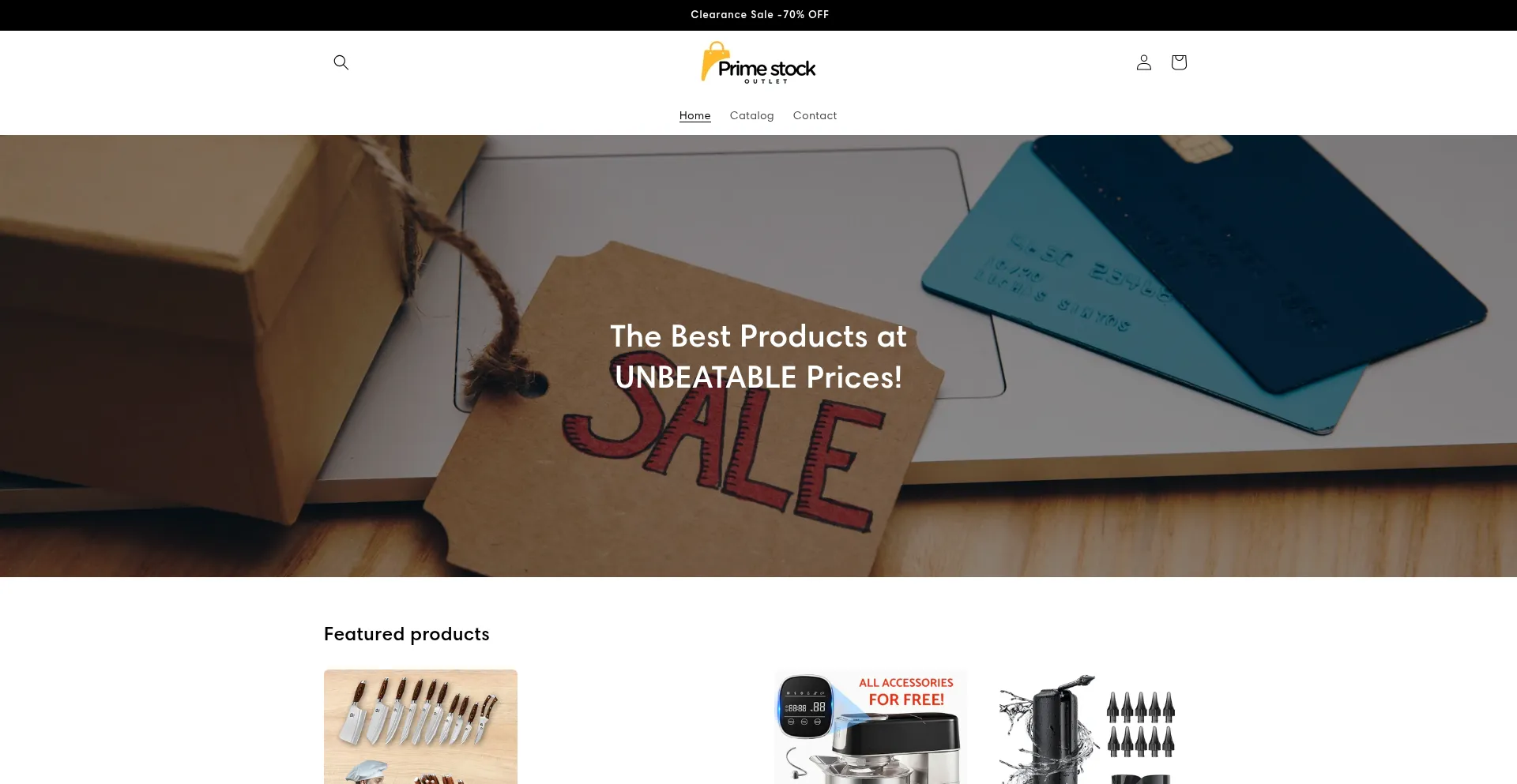 Website screenshot of Primestockoutlet.shop
