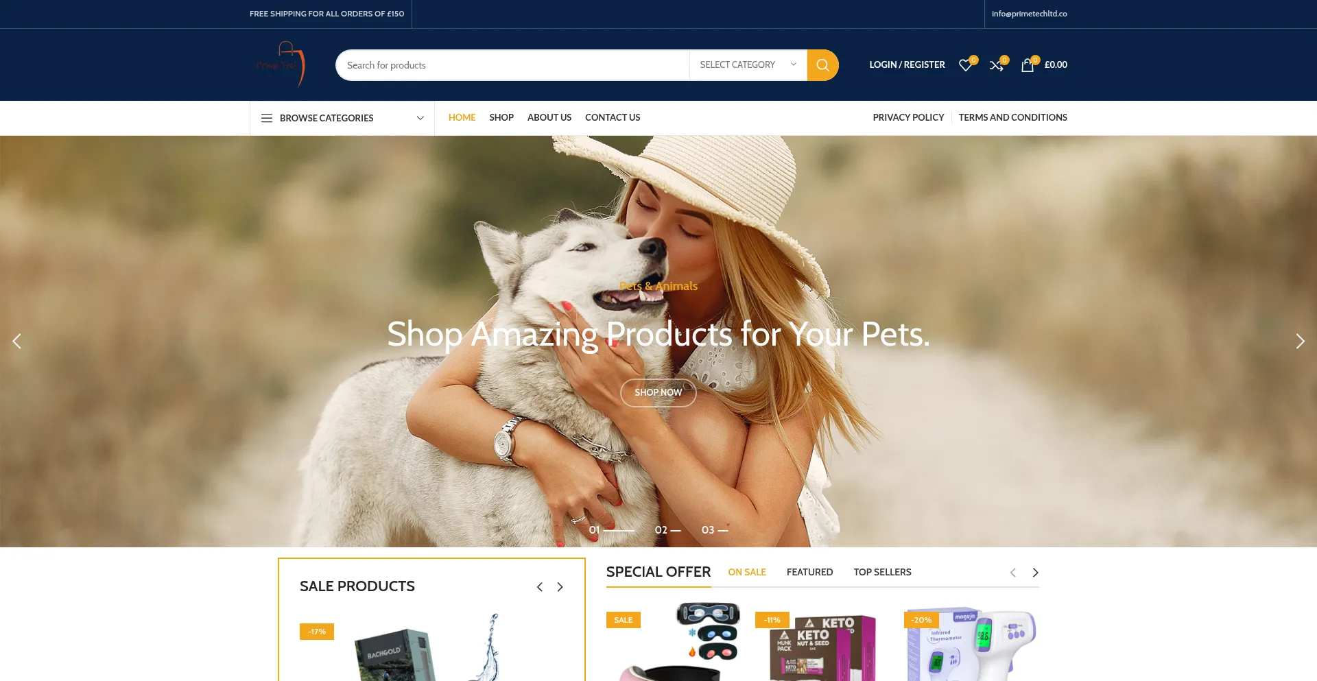 Website screenshot of Primetechltd.co
