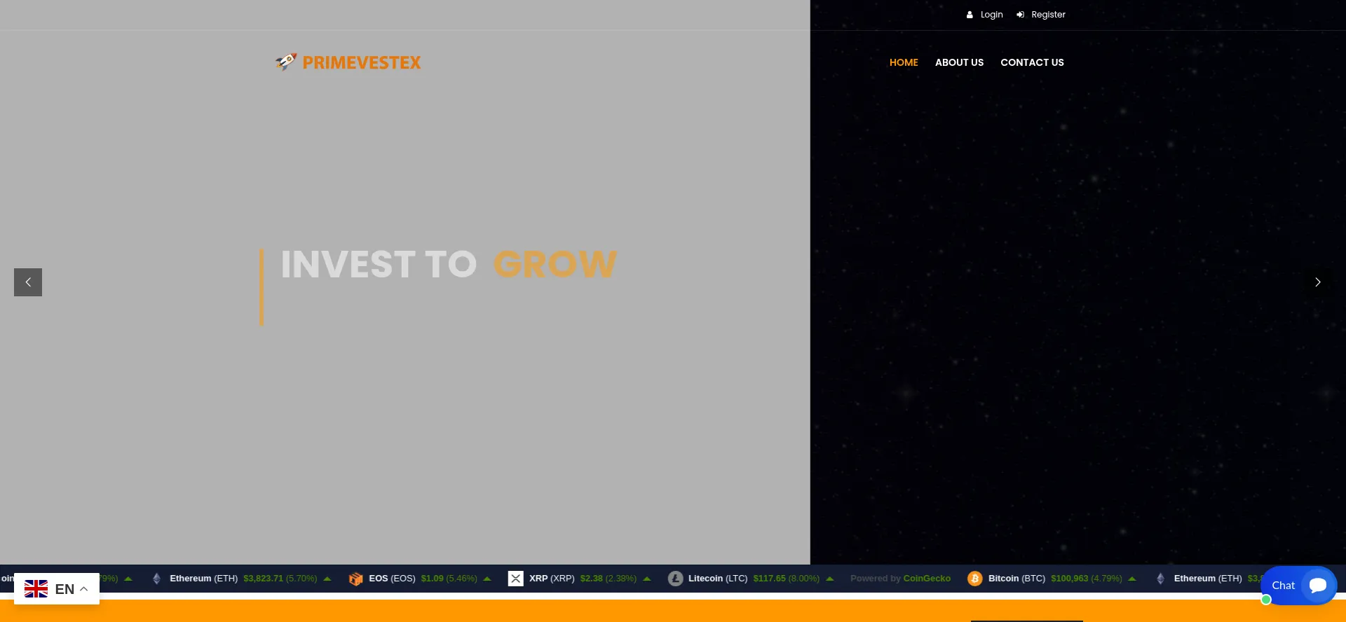 Website screenshot of Primevestex.com