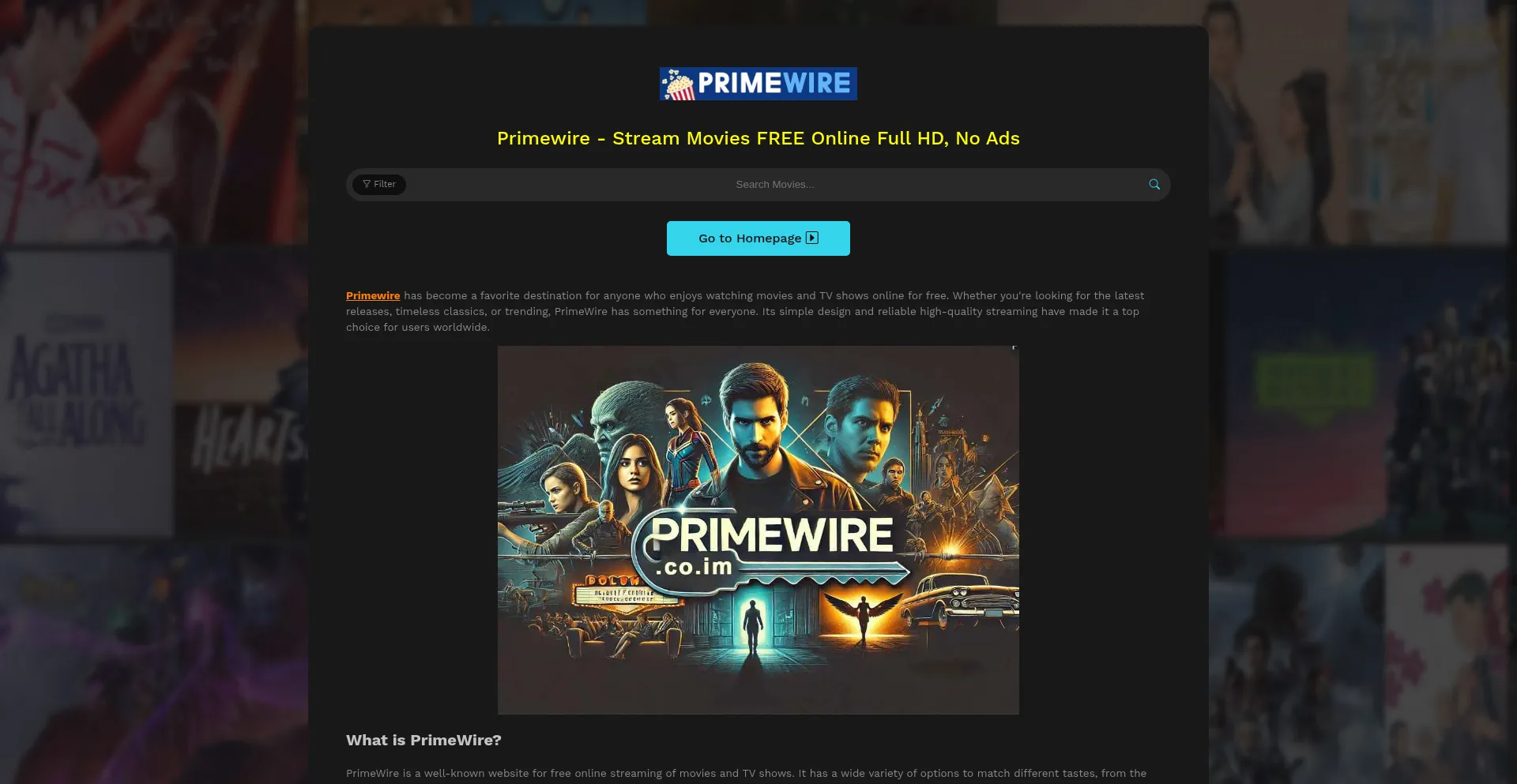 Website screenshot of Primewire.co.im