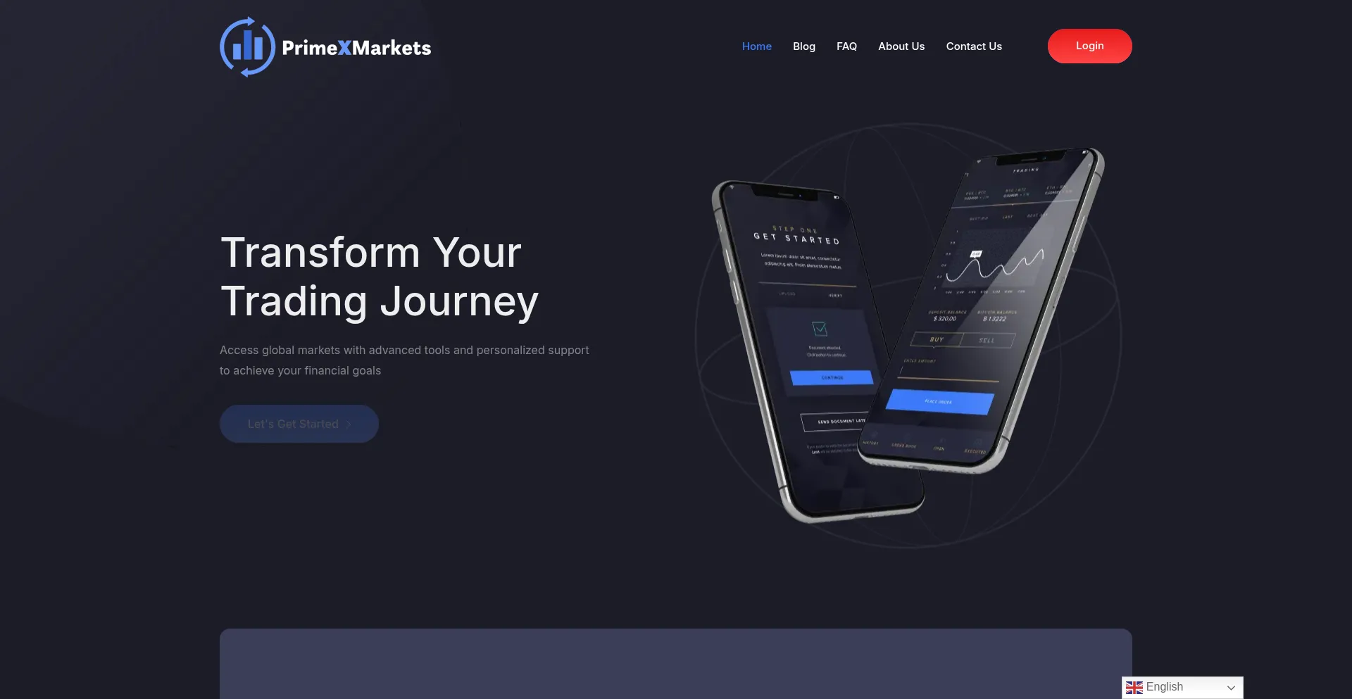 Website screenshot of Primexmarkets.com