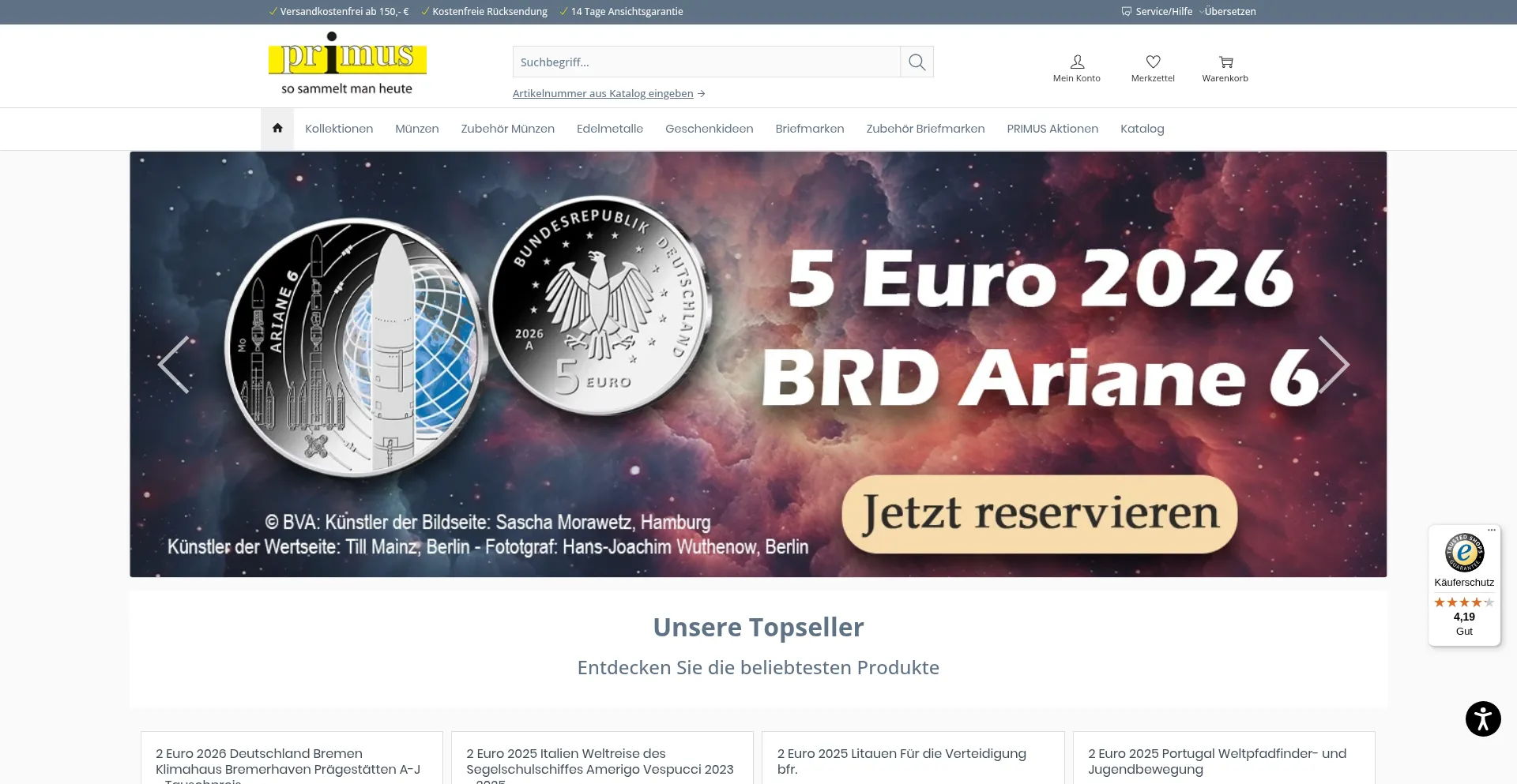 Primus-muenzen.com Screenshot