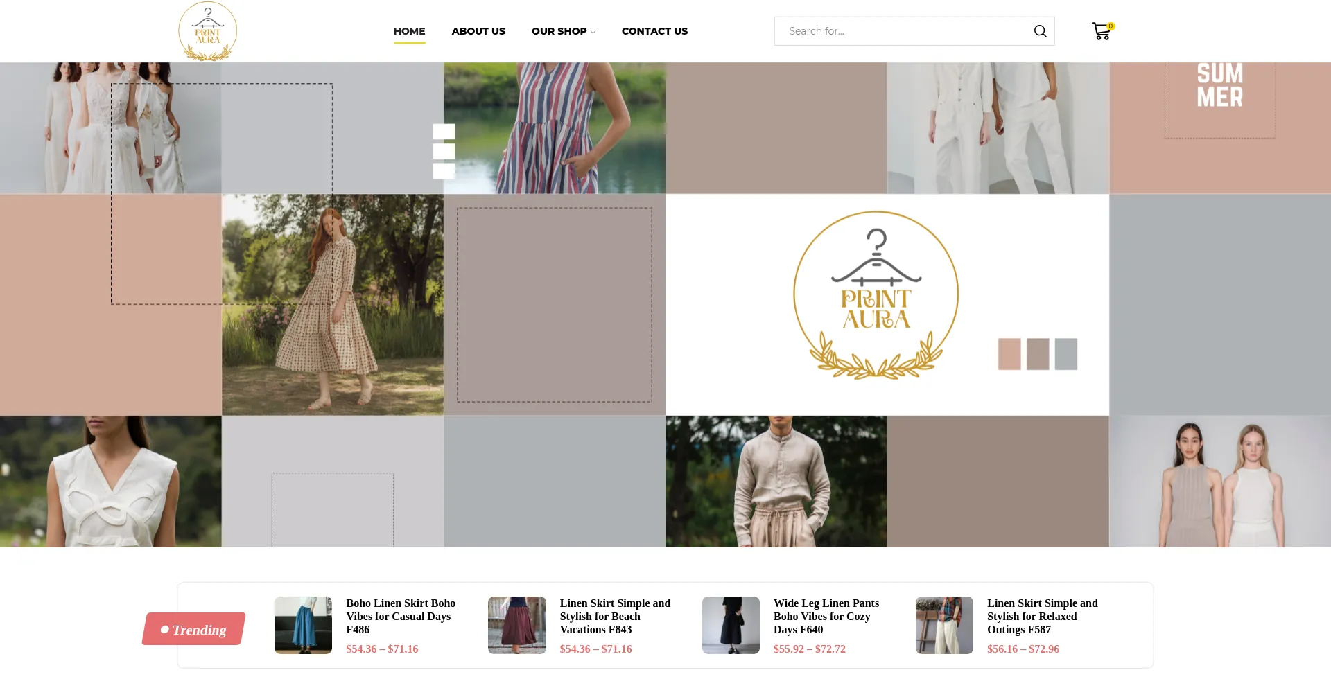 Website screenshot of Printaurastore.com