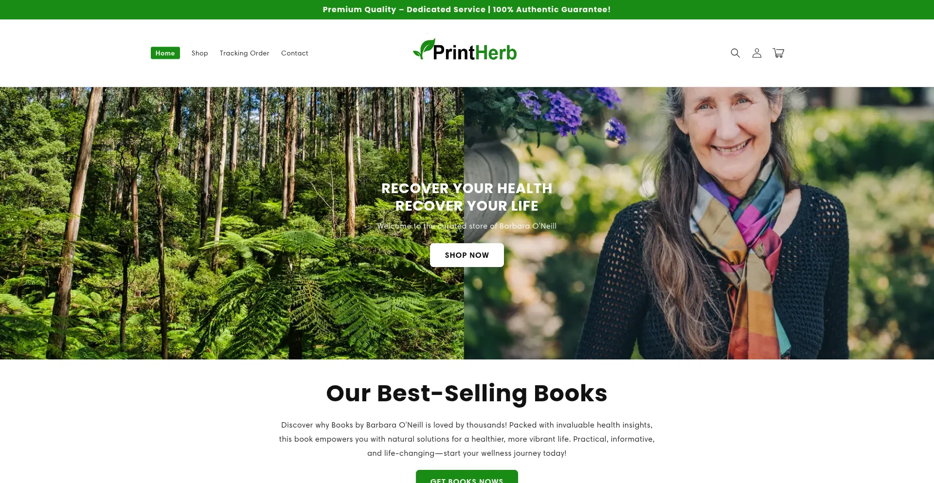 Website screenshot of Printherb.com