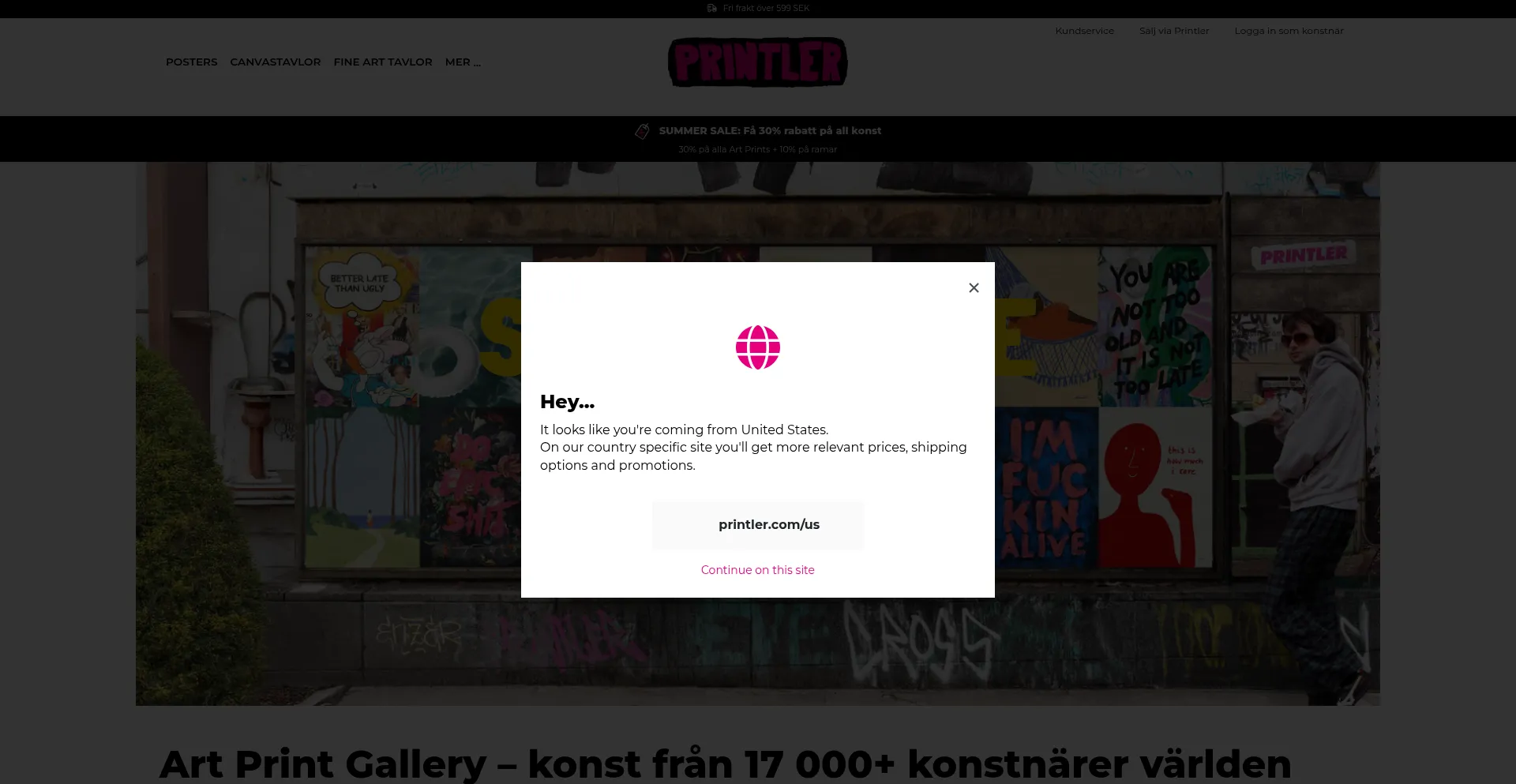 Website screenshot of Printler.se