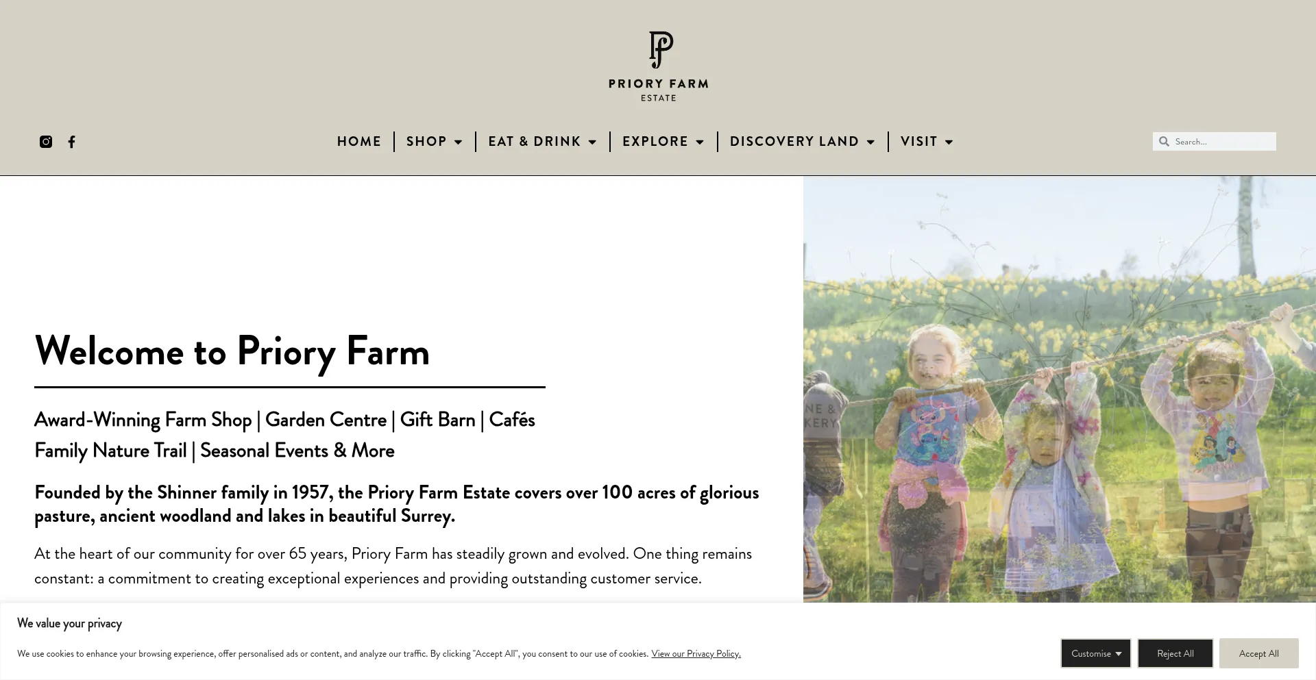 Website screenshot of Prioryfarm.co.uk