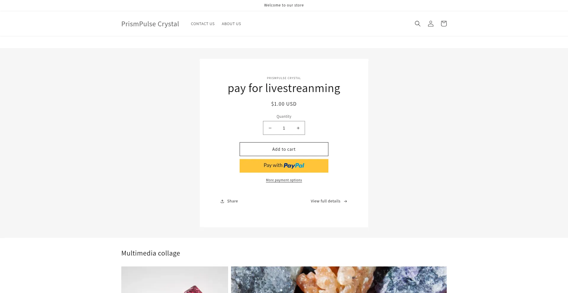 Website screenshot of Prismpulsecrystal.com