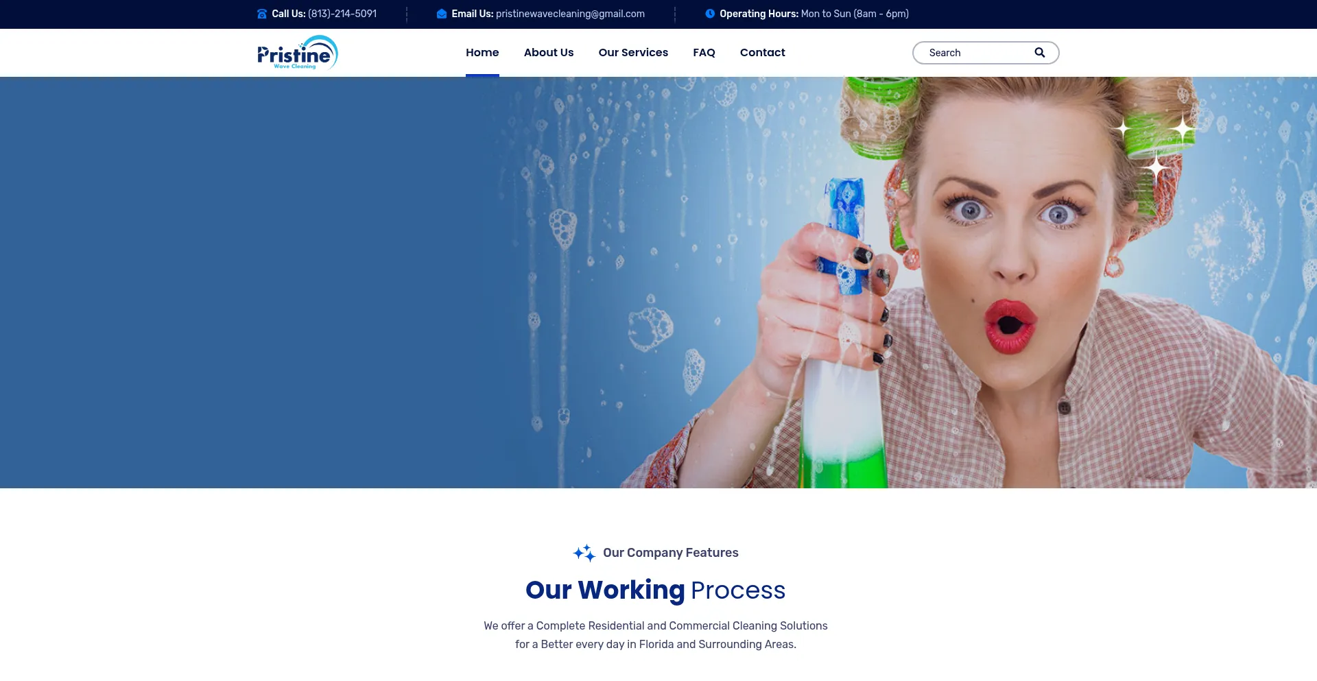 Website screenshot of Pristinewavecleaning.com
