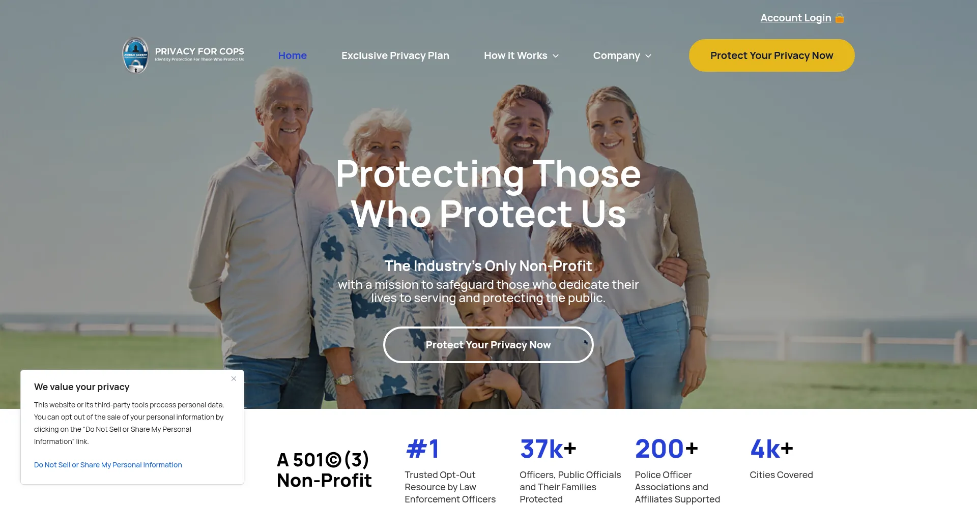 Website screenshot of Privacyforcops.org