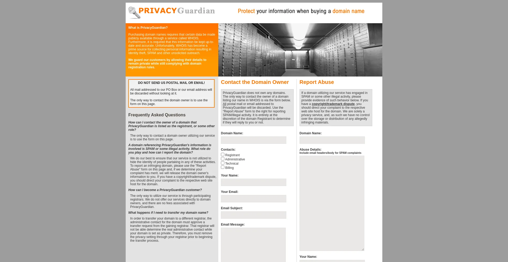 Website screenshot of Privacyguardian.org