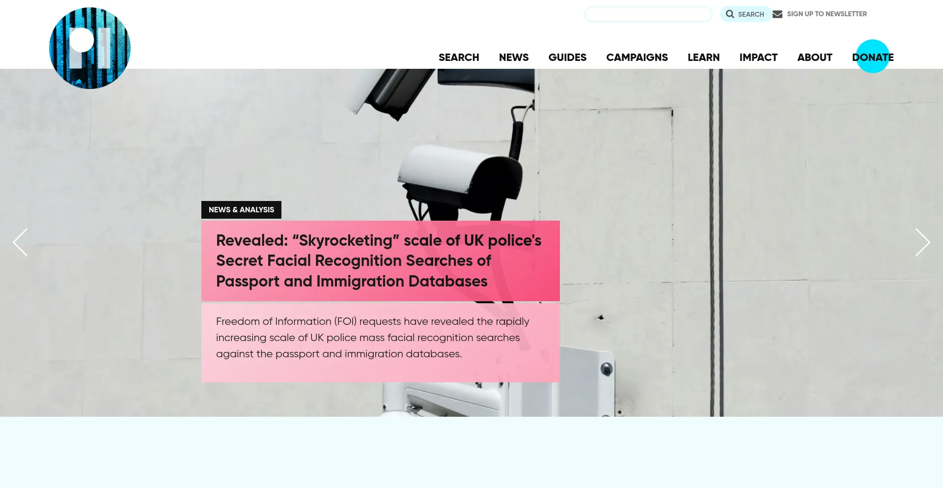 Website screenshot of Privacyinternational.org