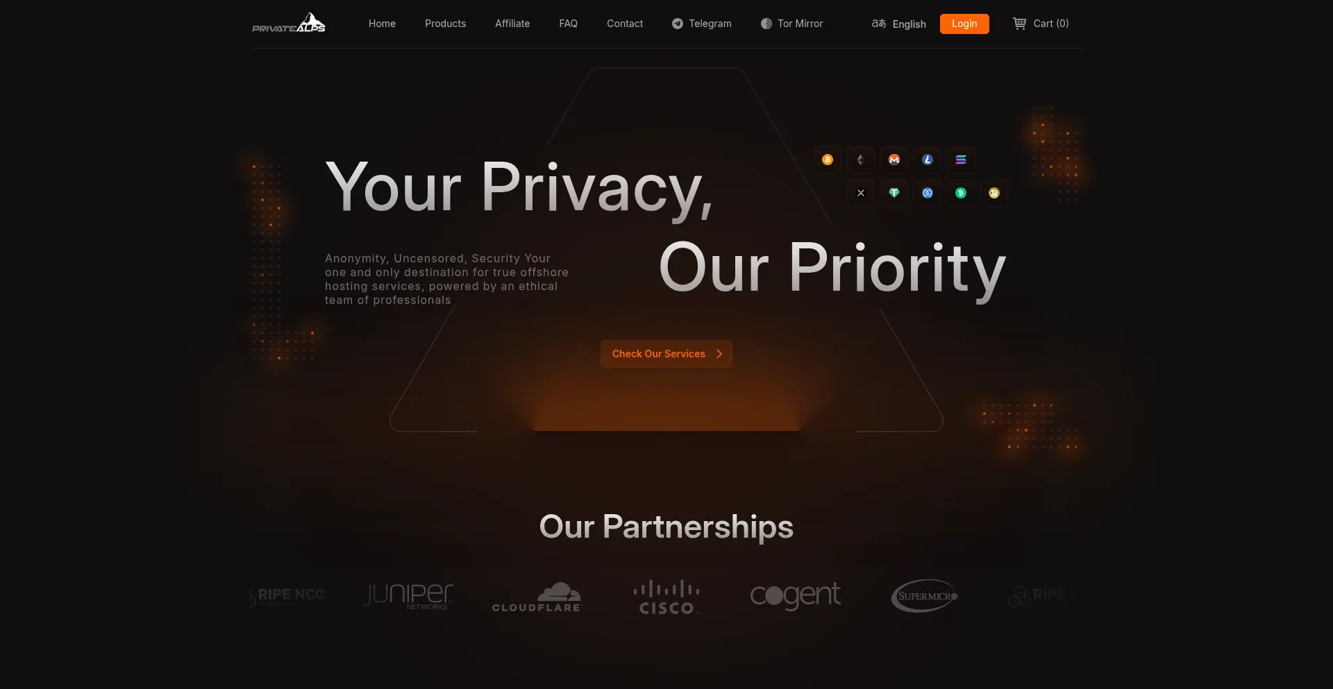 Website screenshot of Privatealps.net