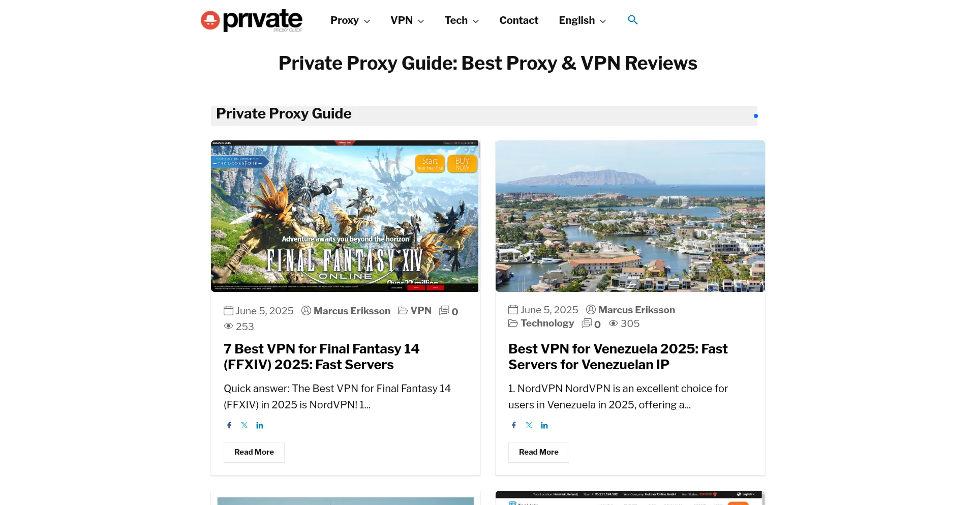 Website screenshot of Privateproxyguide.com