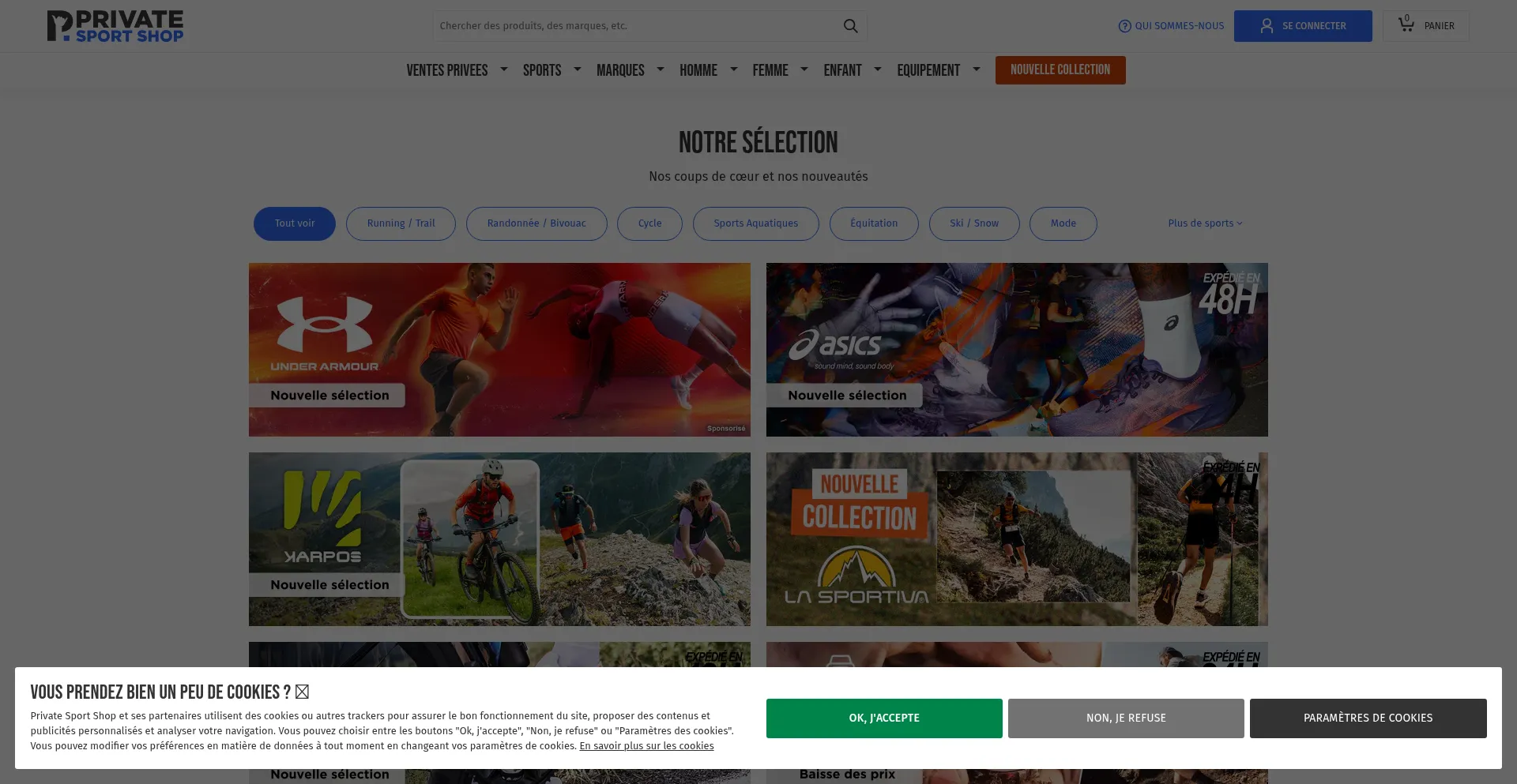Privatesportshop.be Screenshot