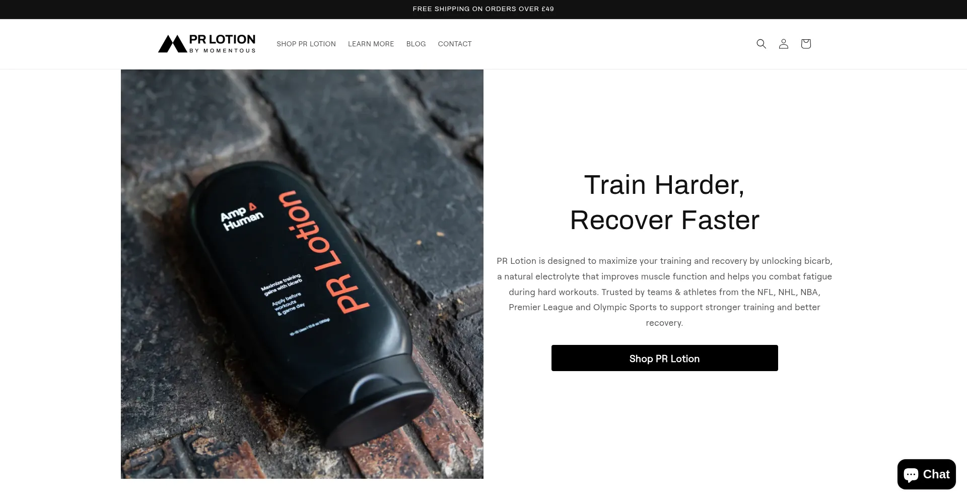 Website screenshot of Prlotion.co.uk