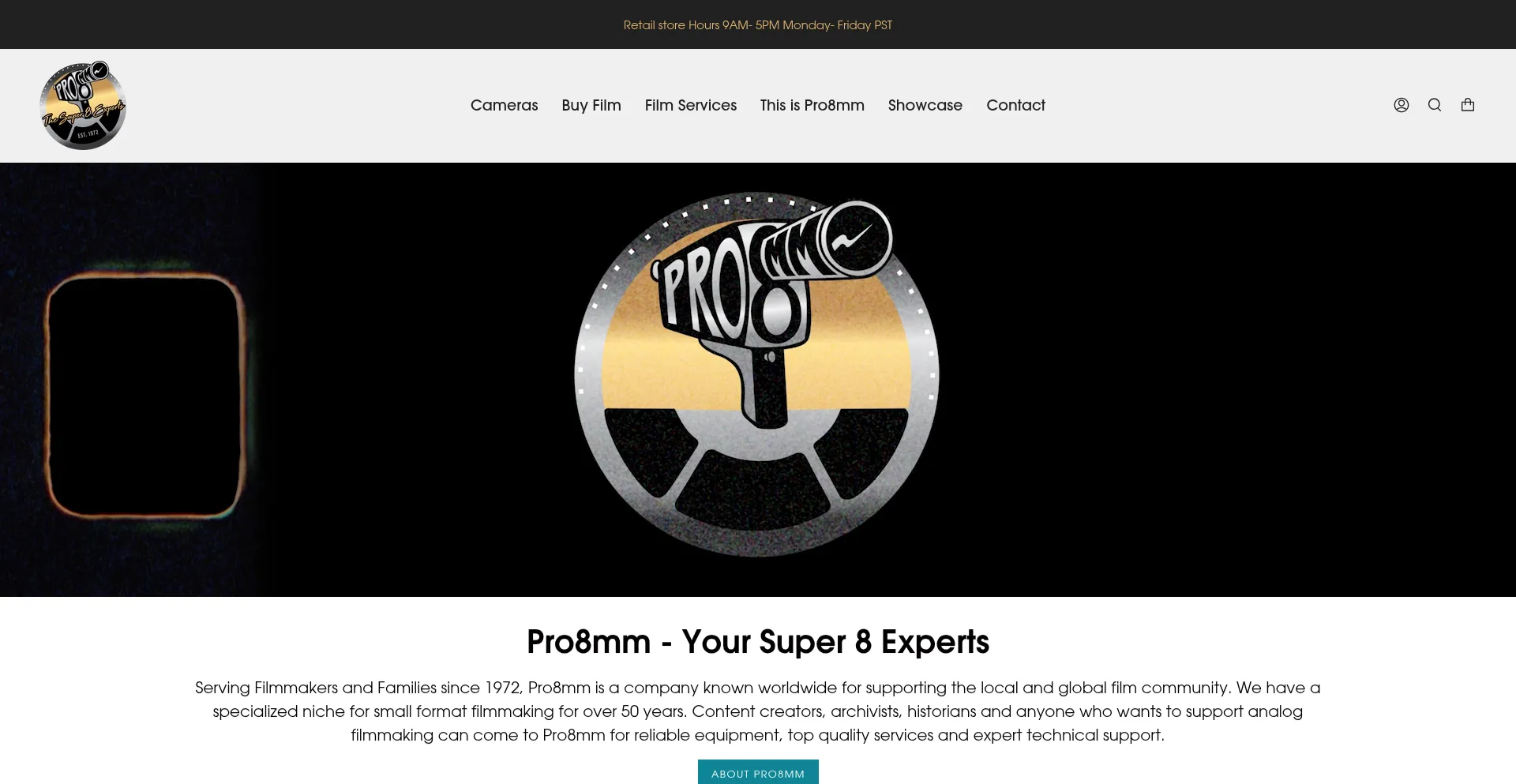 Website screenshot of Pro8mm.com