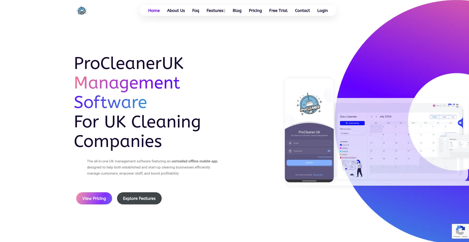 Website screenshot of Procleaneruk.co.uk
