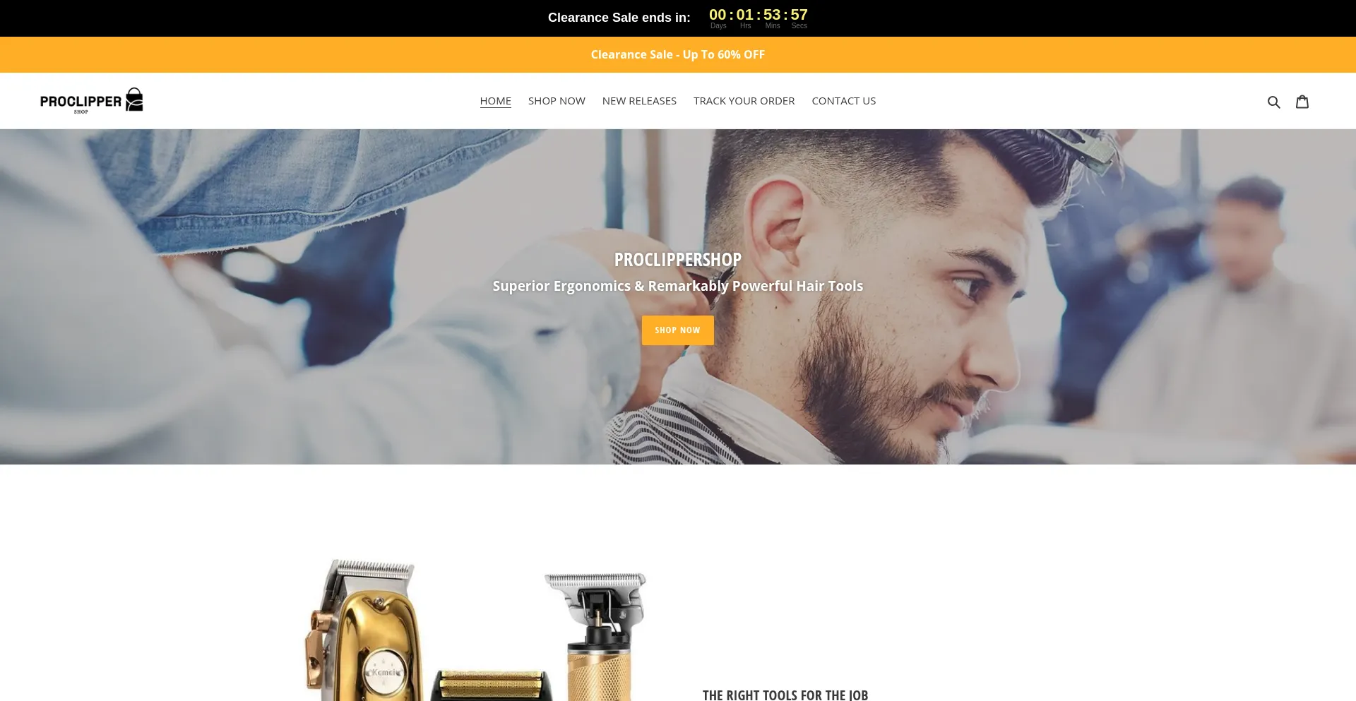 Website screenshot of Proclippershop.com
