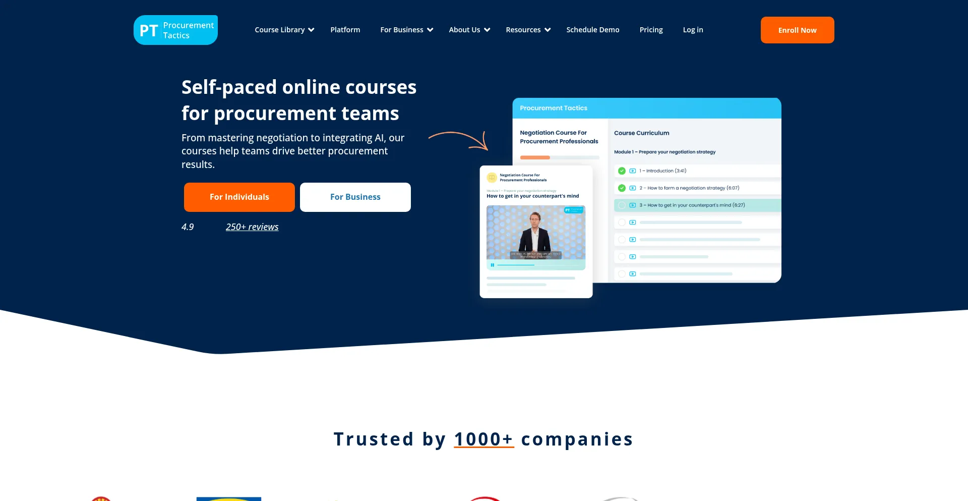 Website screenshot of Procurementtactics.com
