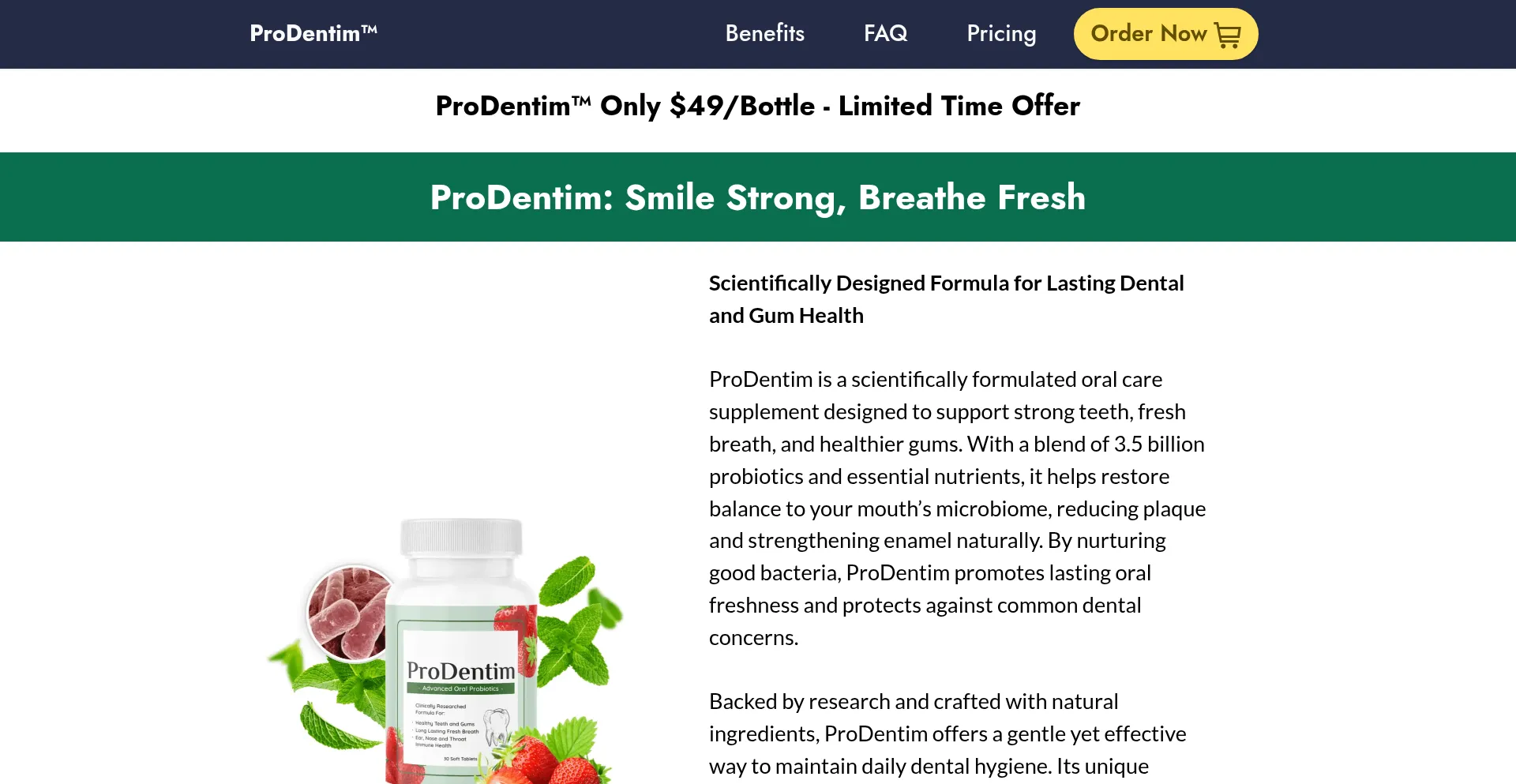 Prodentimus.com Screenshot