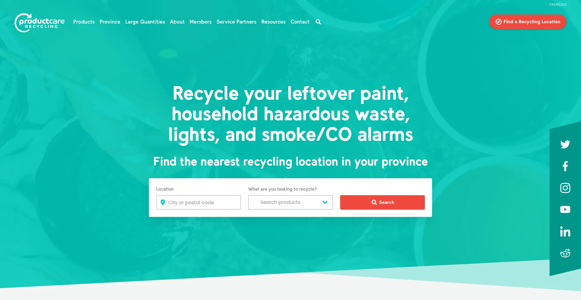Website screenshot of Productcare.org