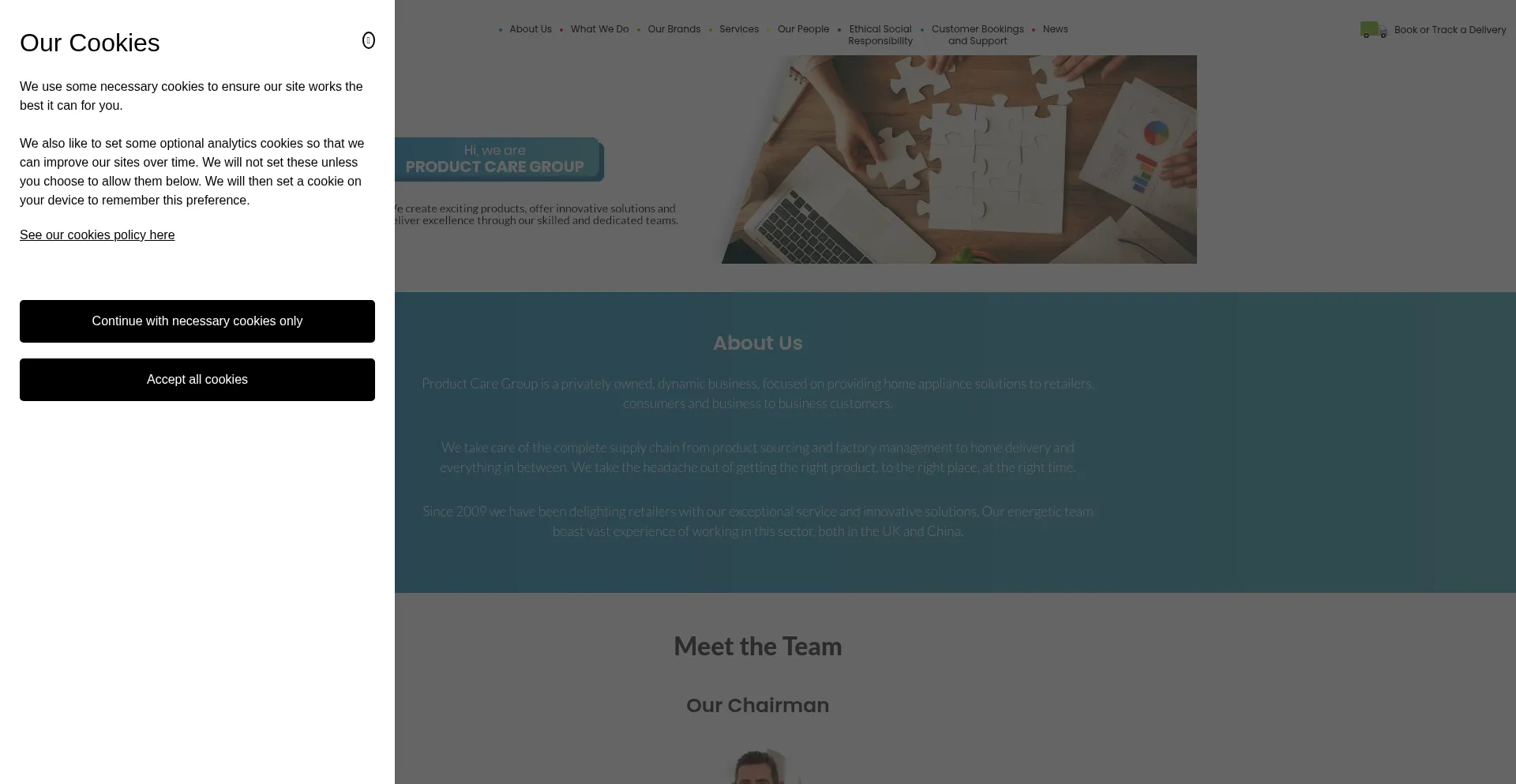 Website screenshot of Productcaregroup.com