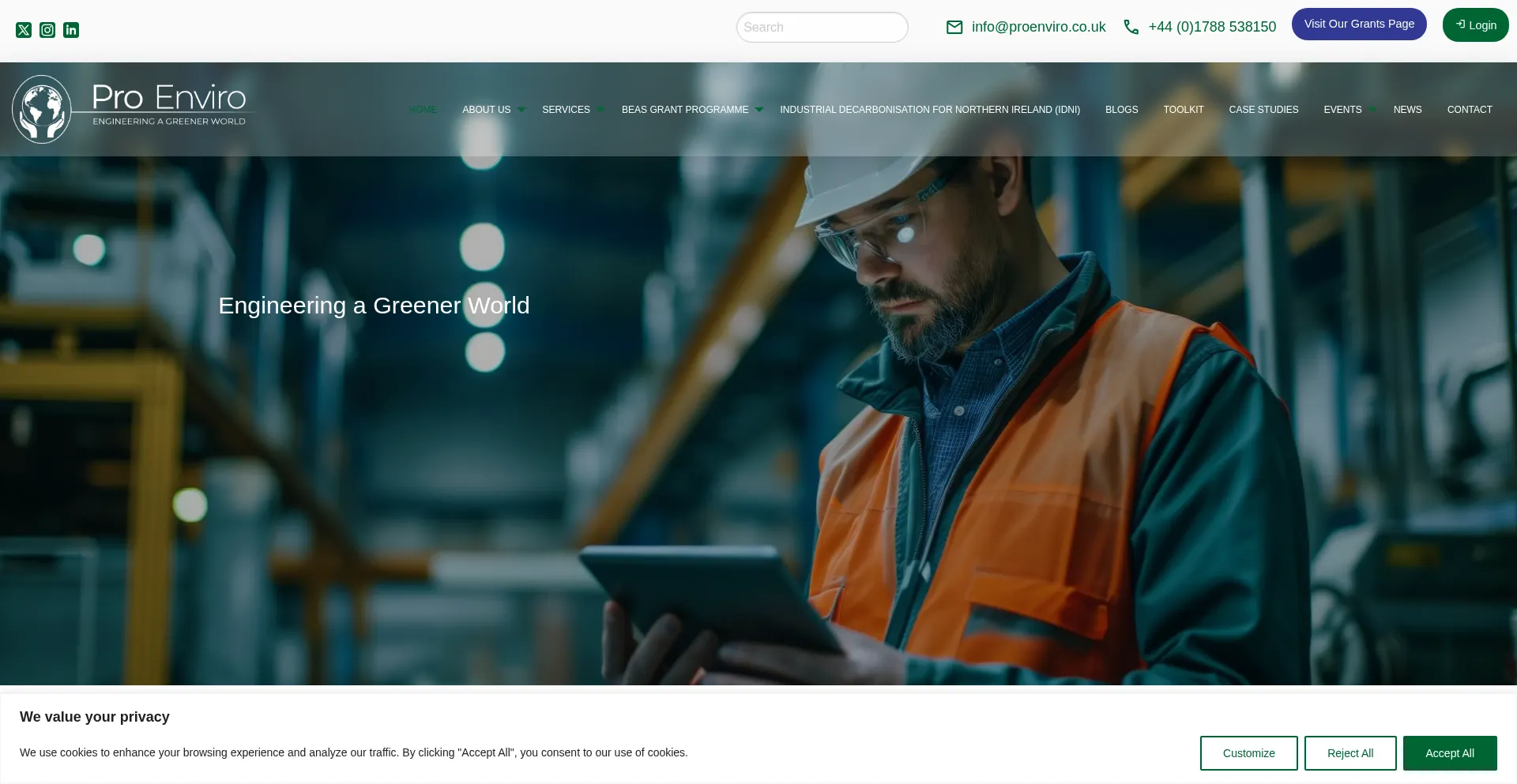 Website screenshot of Proenviro.co.uk