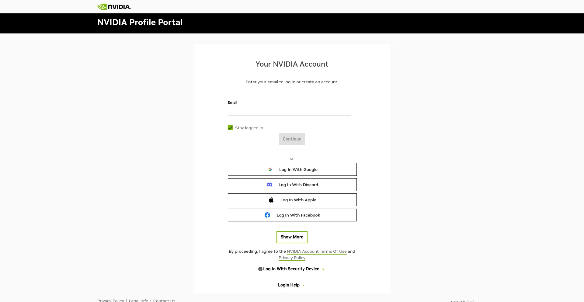 Website screenshot of Profile.nvgs.nvidia.com