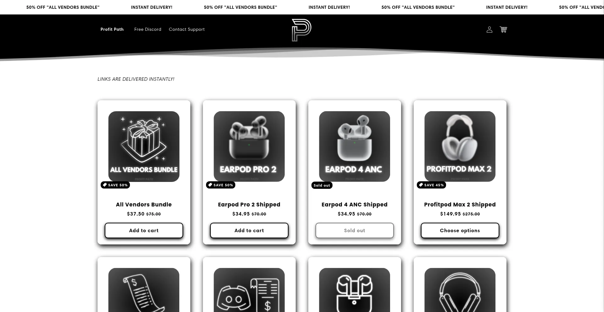 Website screenshot of Profitpathvendors.com