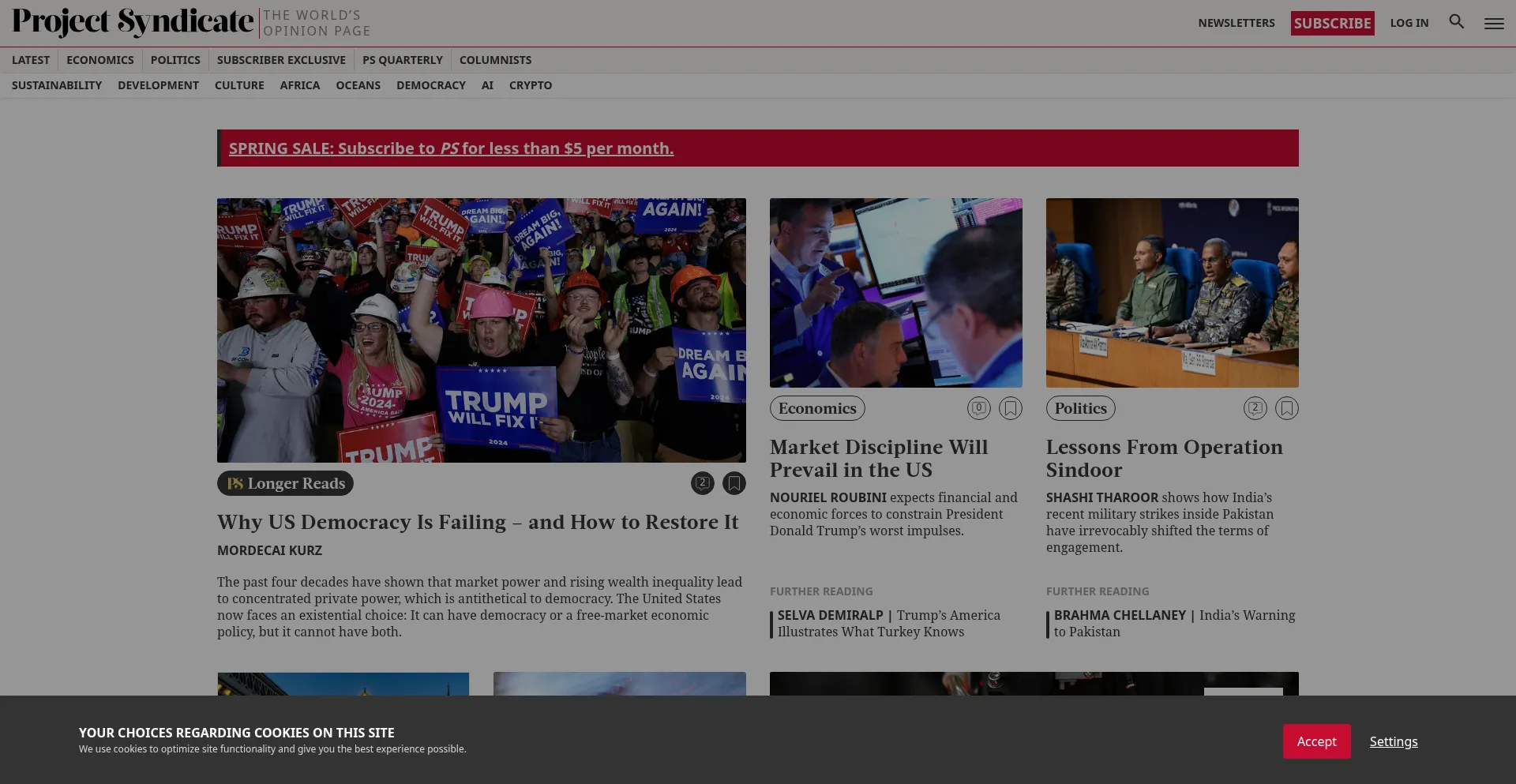 Website screenshot of Project-syndicate.org