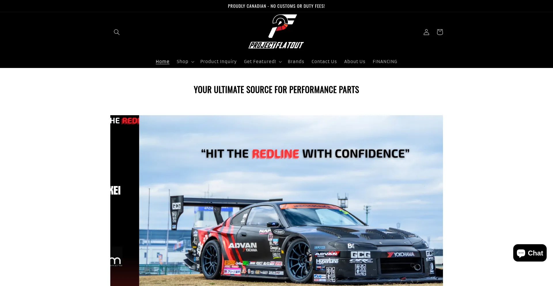 Website screenshot of Projectflatout.ca