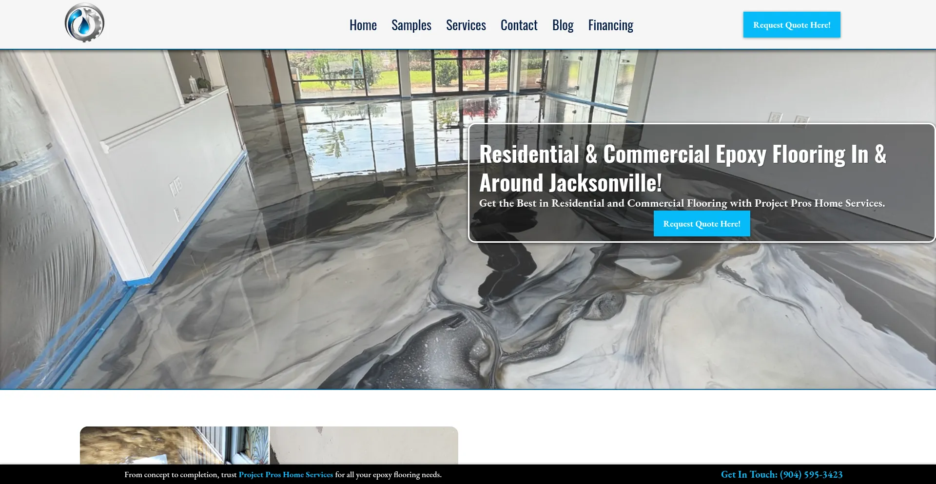 Website screenshot of Projectprosepoxyfloors.com