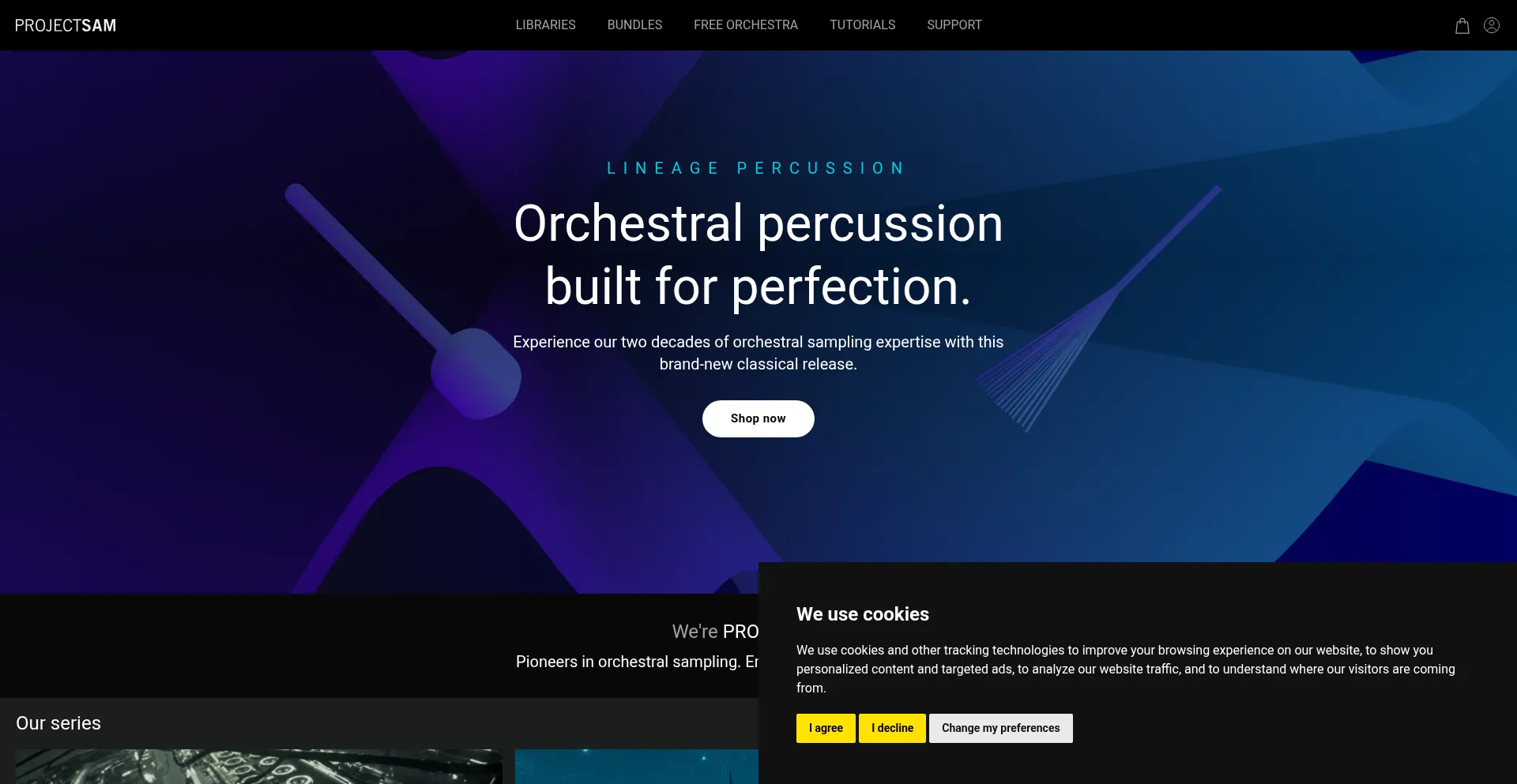 Website screenshot of Projectsam.com