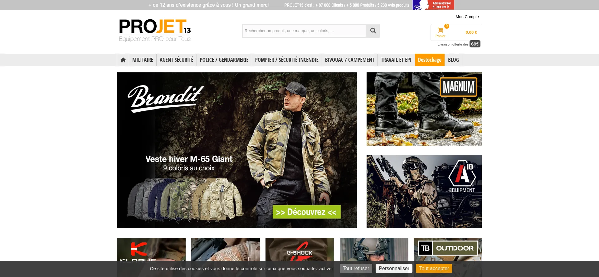 Website screenshot of Projet13.com