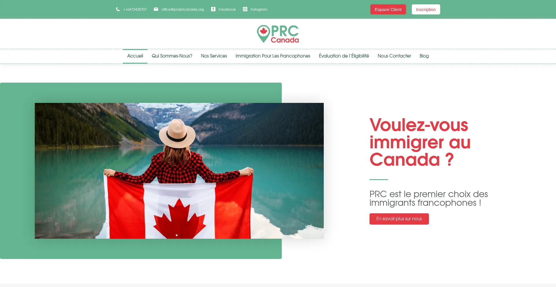 Website screenshot of Projet-canada.org