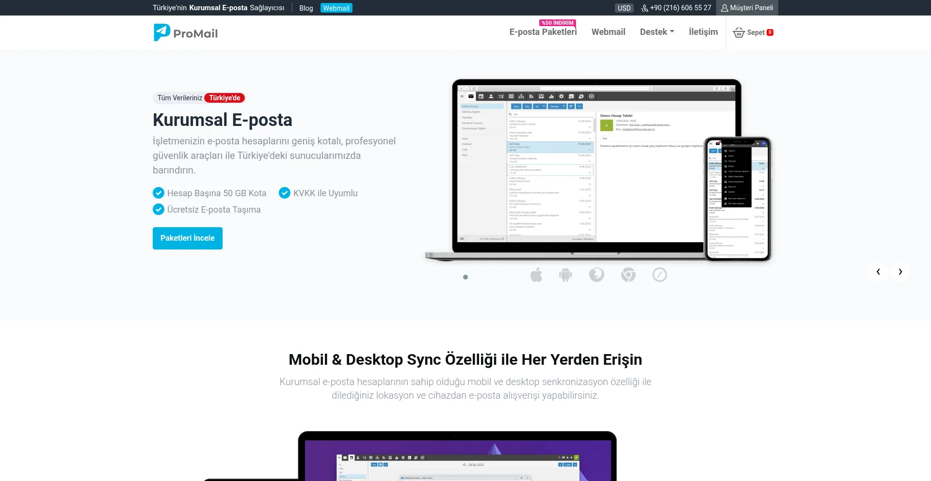 Website screenshot of Promail.com.tr