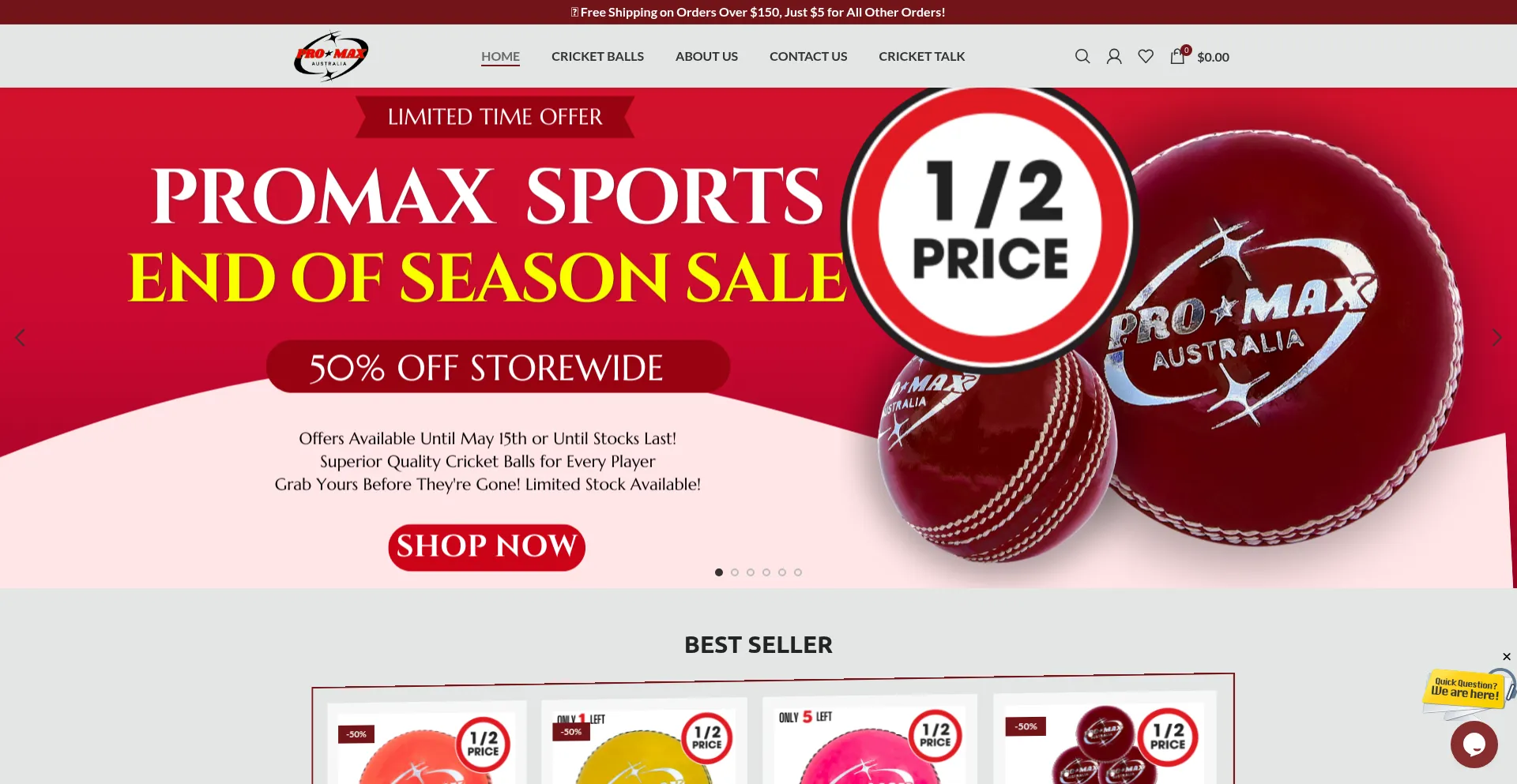 Website screenshot of Promaxsports.com.au