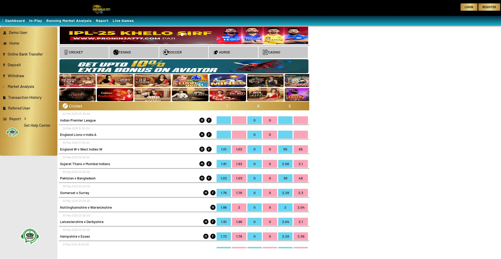 Website screenshot of Proninja777.com
