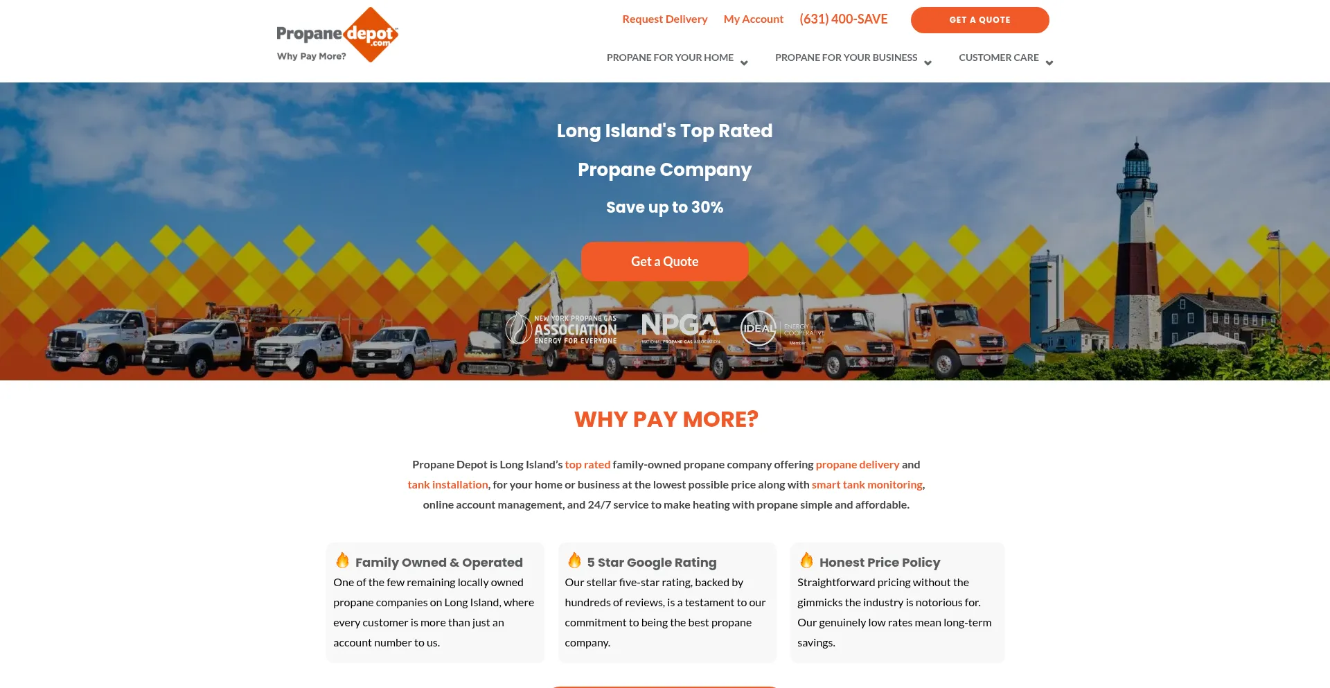 Website screenshot of Propanedepot.com