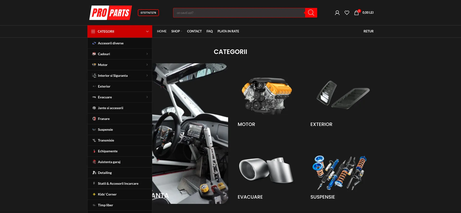 Website screenshot of Proparts.ro