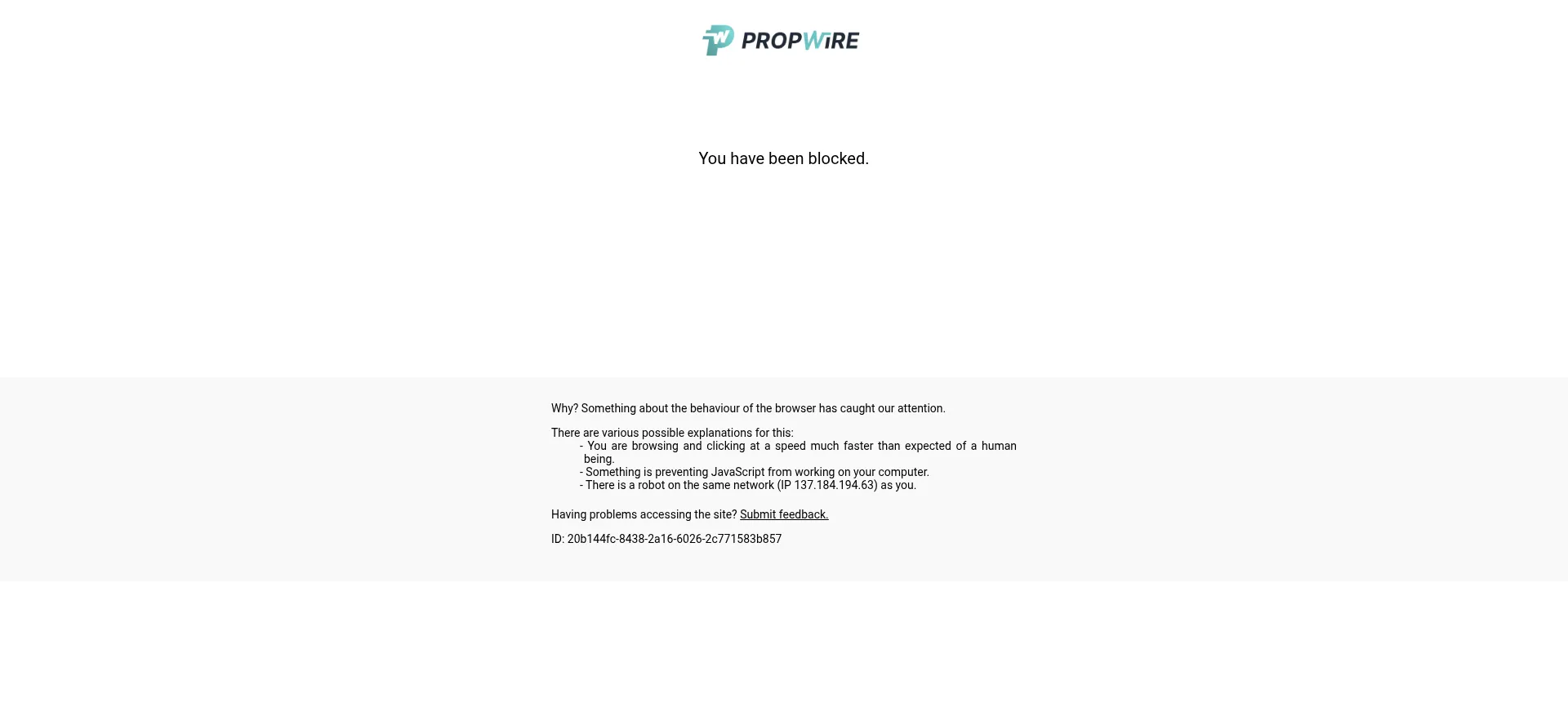 Website screenshot of Propwire.com