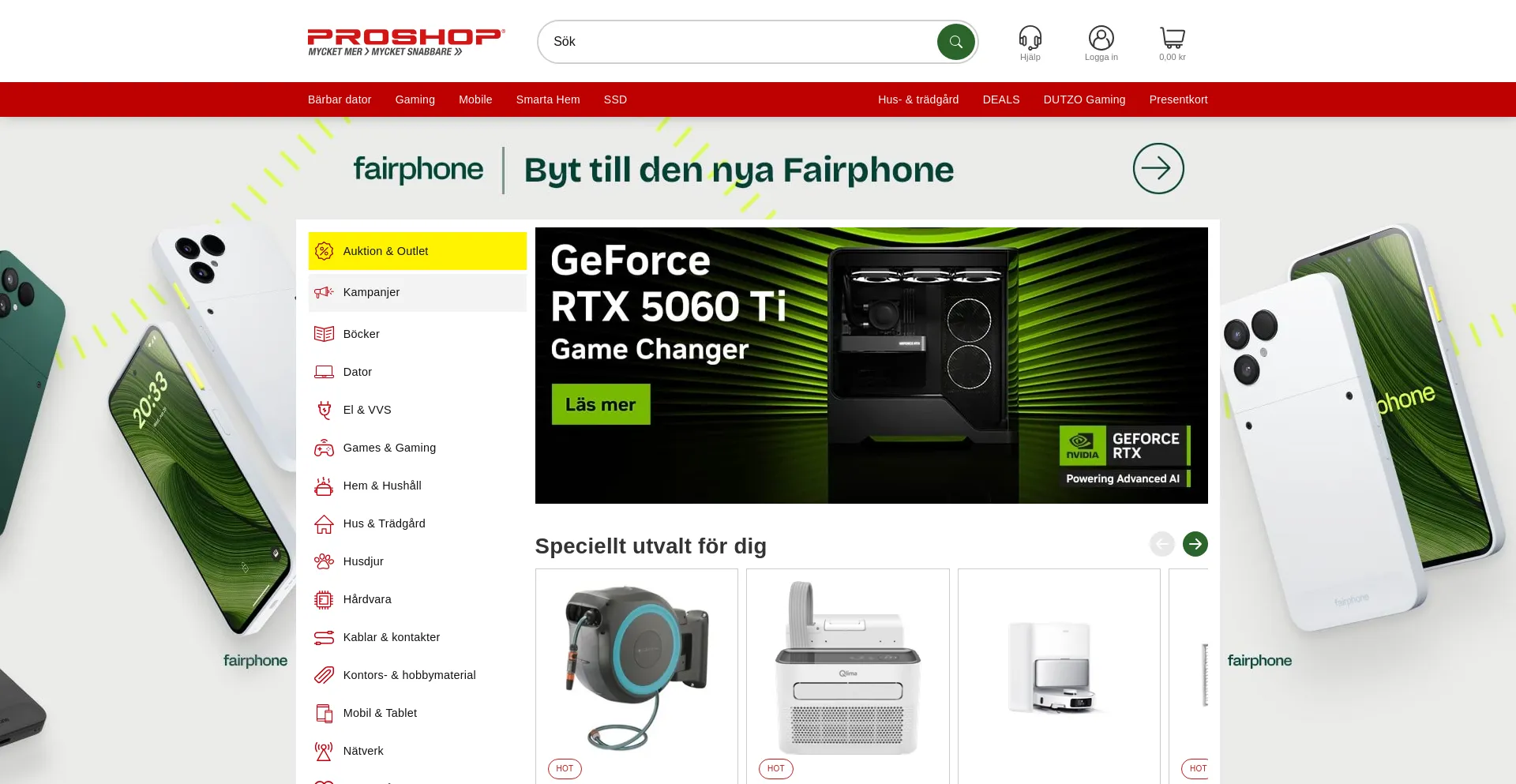 Website screenshot of Proshop.se