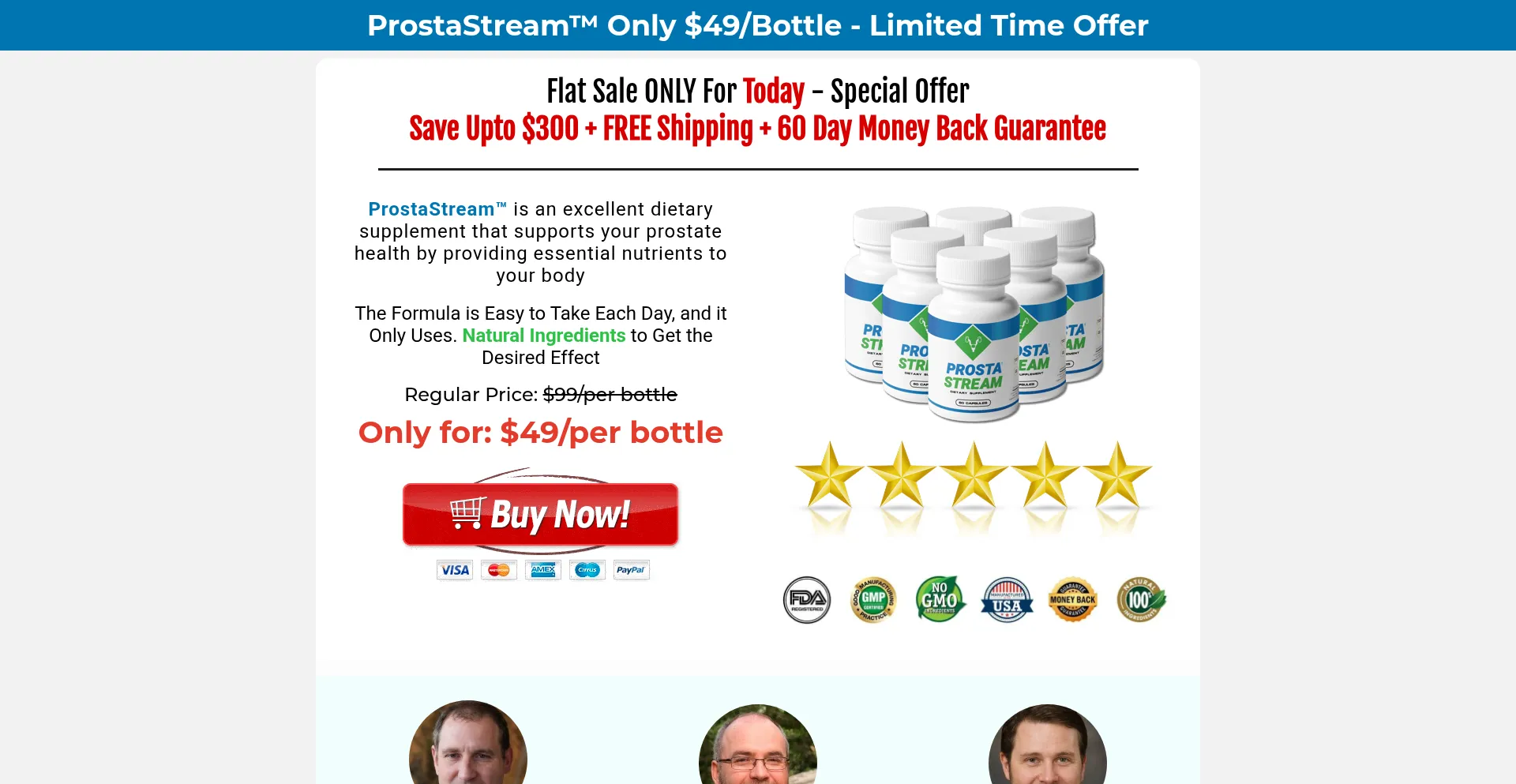 Website screenshot of Prostastream.ca