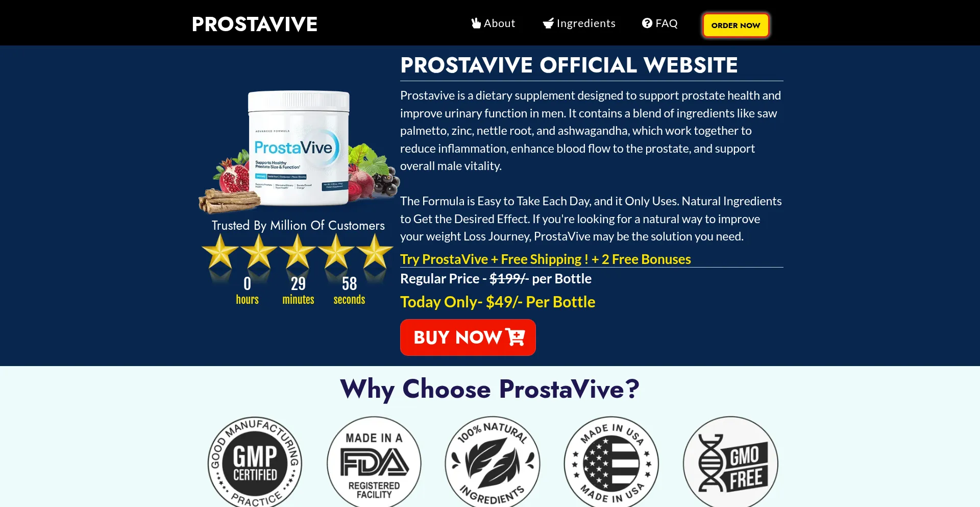 Website screenshot of Prostaviveshop.us