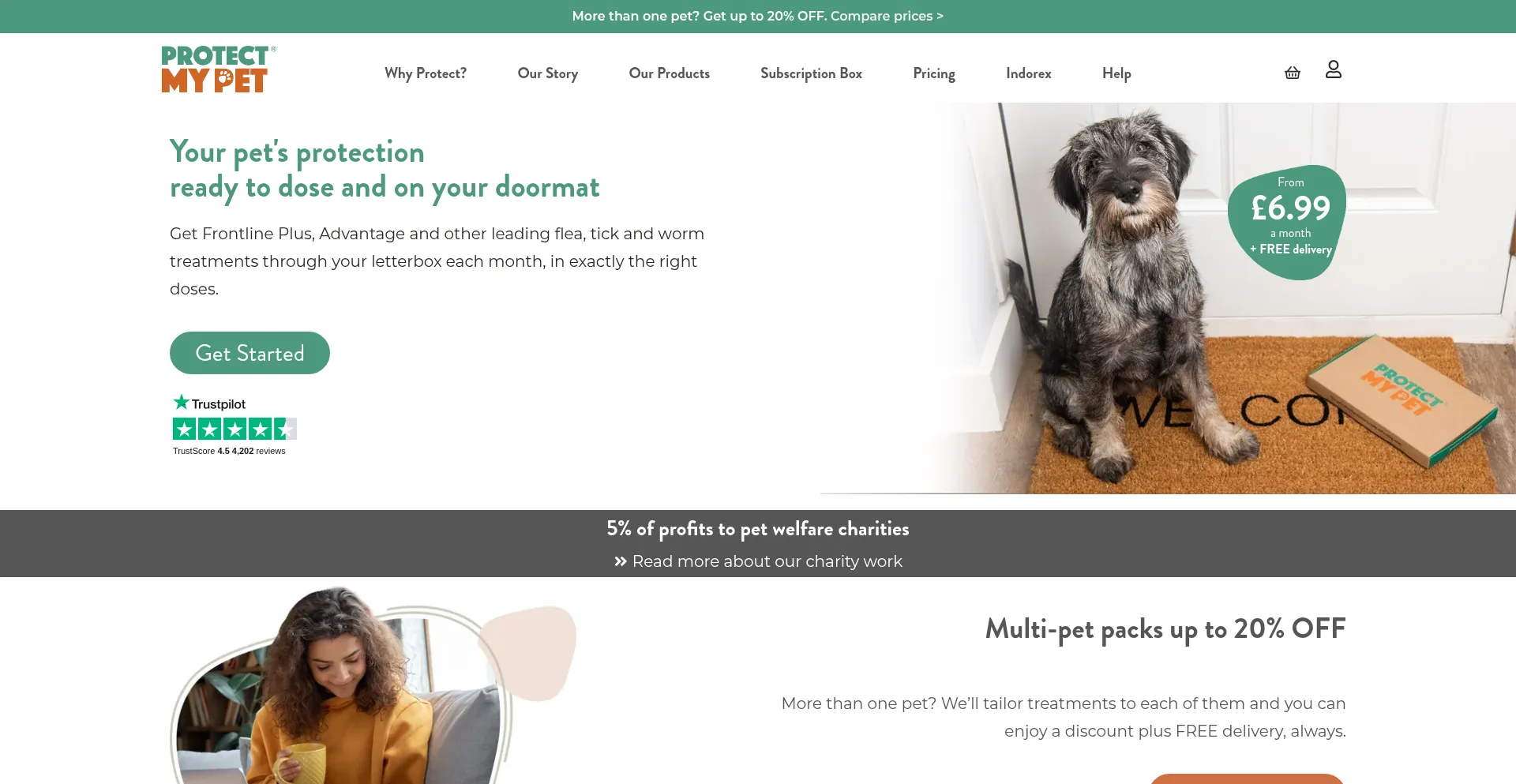 Website screenshot of Protect-mypet.com