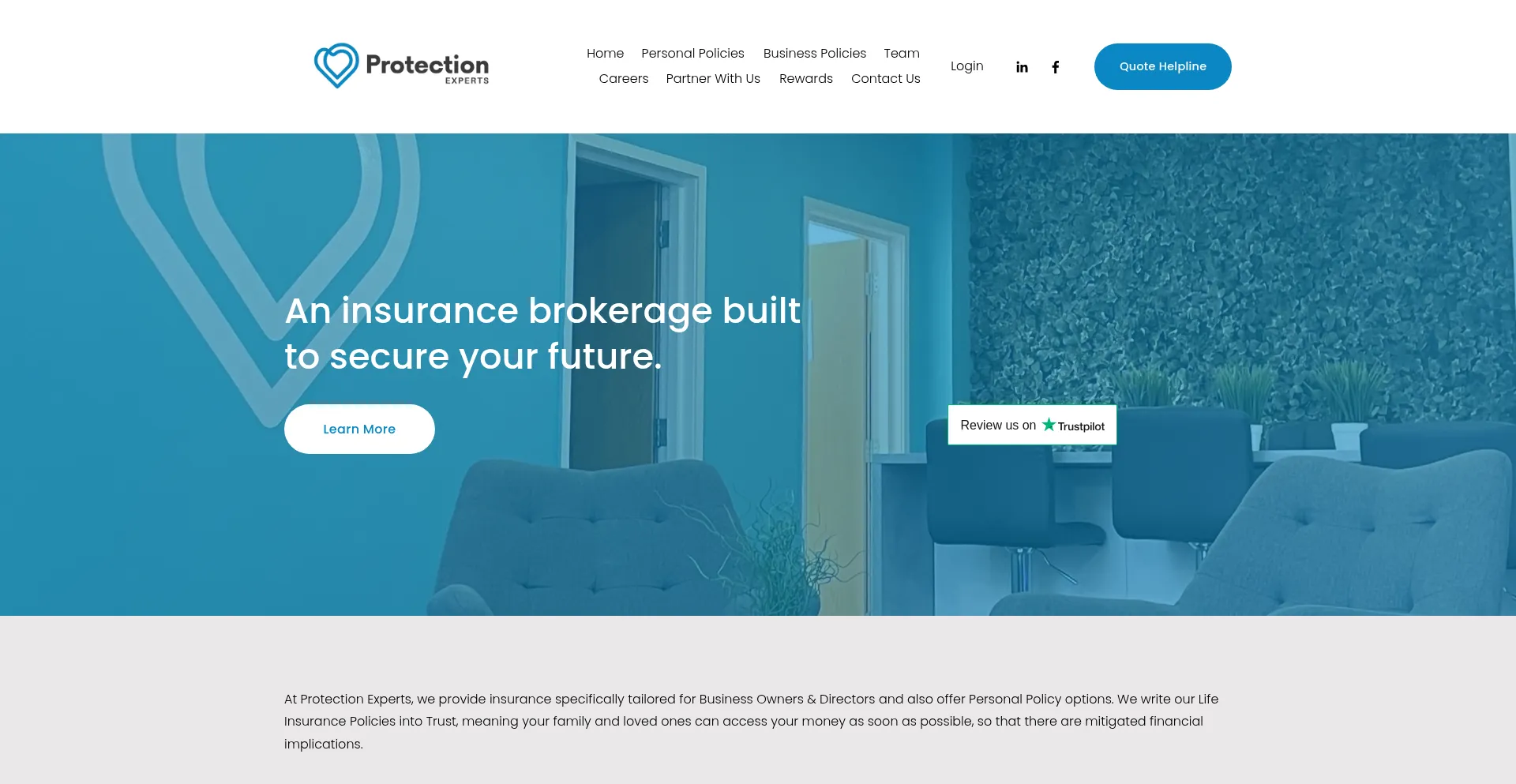 Website screenshot of Protection-experts.co.uk