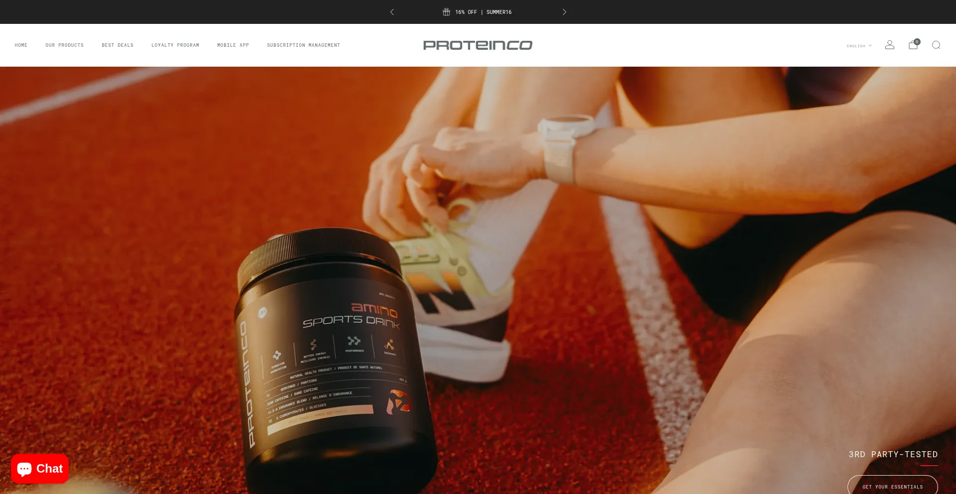 Website screenshot of Proteinco.ca