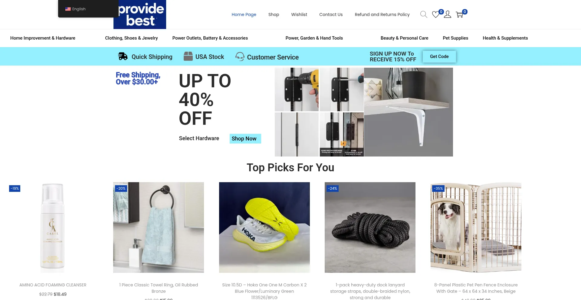 Website screenshot of Providebest.com